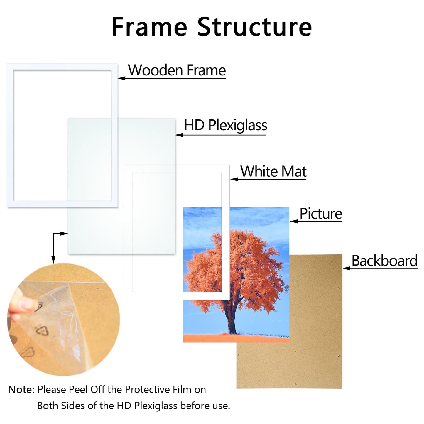 2 Pack 12x16 Picture Frame White, Solid Wood Diamond Art Painting Frames 30x40cm, Display Pictures 10x14 with Mat or 12 x 16 Without Mat, 16x12 Frame for Photos Posters Prints Artworks, Wall Hanging