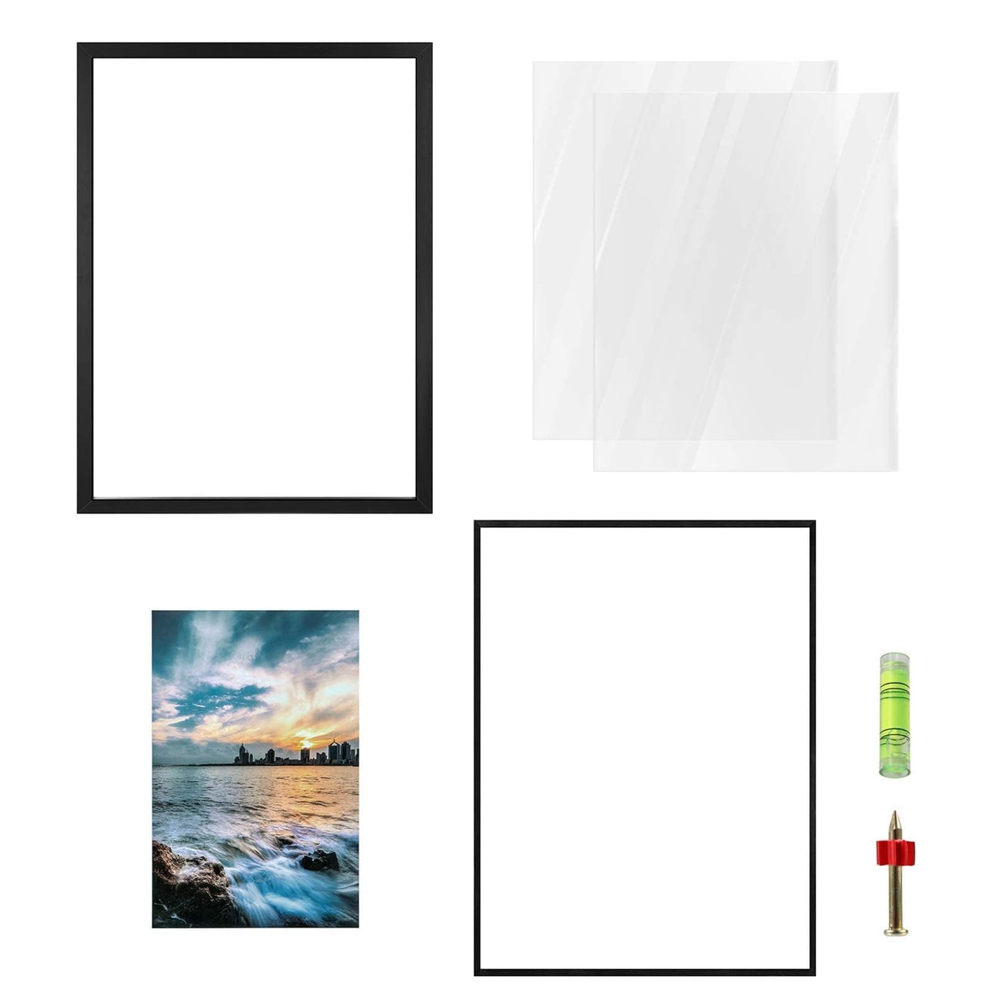 ONE WALL 18x24 Inch Floating Frame, Black Wood Double Glass Float Picture Frame Display 11x14/11x17/12x18/13x19/16x20 Photos Plant or Petal Specimens for Wall Hanging - Mounting Kit Included
