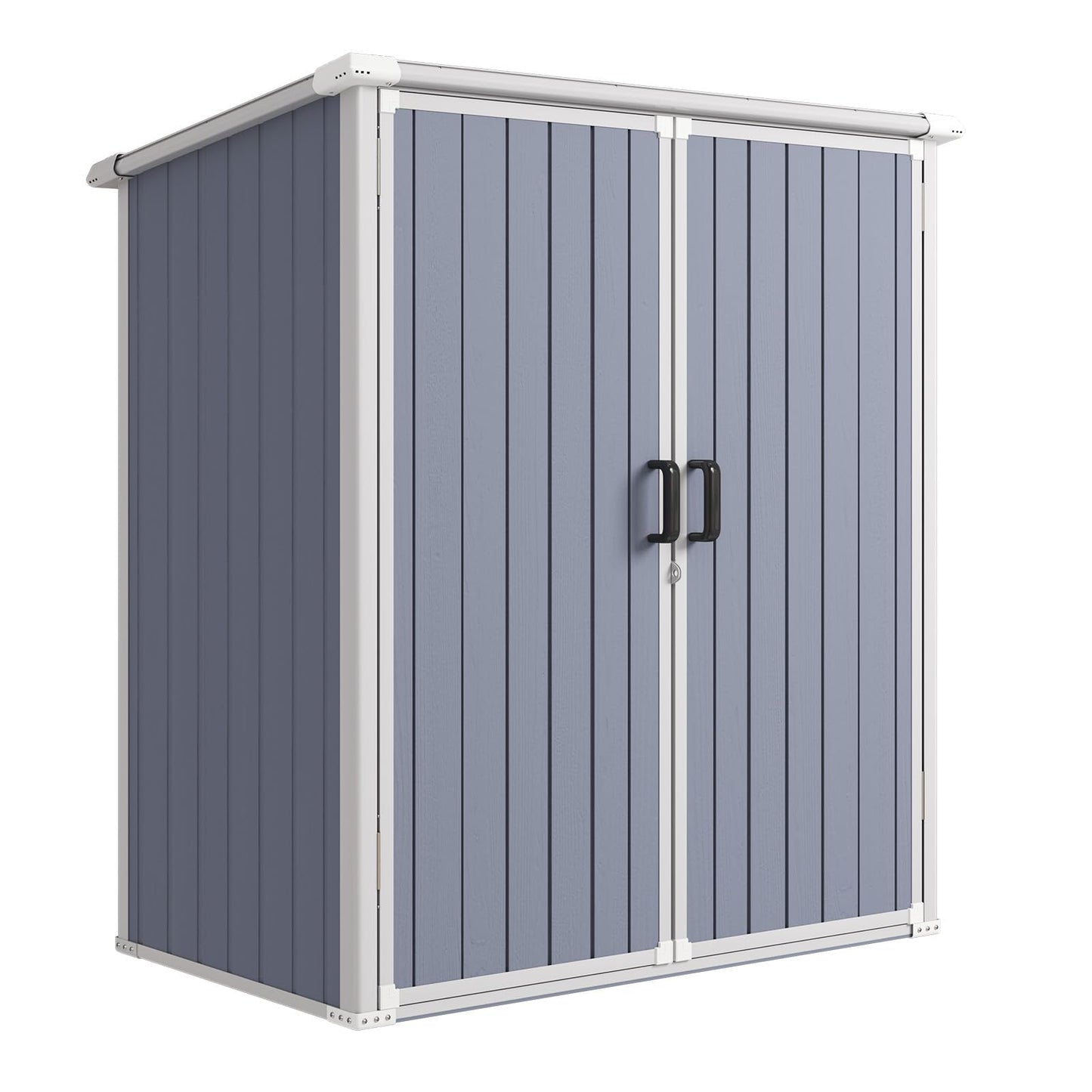 Aoxun 5 x 3 FT Outdoor Storage Shed, Resin Shed with Floor & Lockable Doors, Small Garden Shed Waterproof Plastic Tool Shed with Sloped Roof for Backyard, Garden, Patio, Lawn, Grey