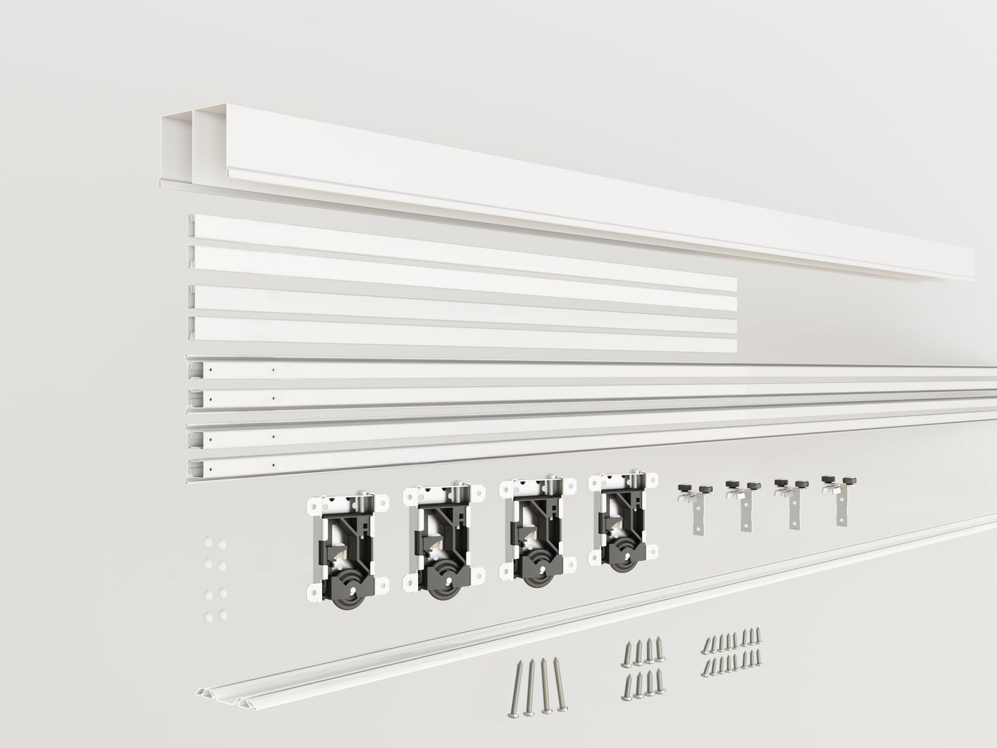 48 in. x 80 in. Mirror White Steel Frame Interior Closet Sliding Door with White Trim and Hardware Kit
