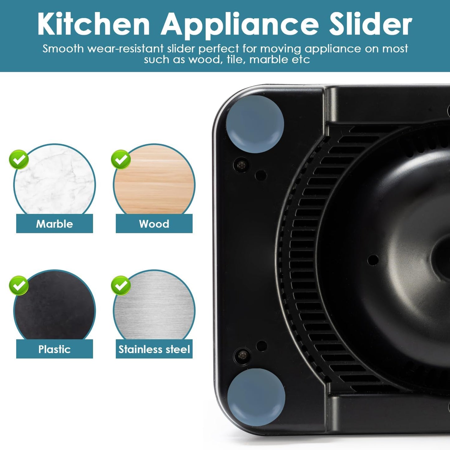 24 Pcs Appliance Sliders for Kitchen Appliances, Self Adhesive Small Appliance Slider for Most Countertops (Gray, Black)
