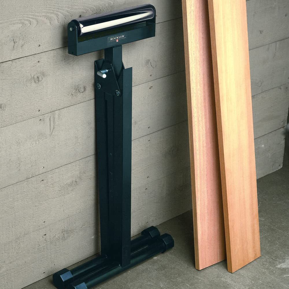 Self-Standing Adjustable Roller Stand w/Tapered Edge - Durable, Versatile Table Saw Support to Hold Wide, Long Woodworking Stock - Portable Wood Shop Equipment for Leveling, Infeed & Outfeed