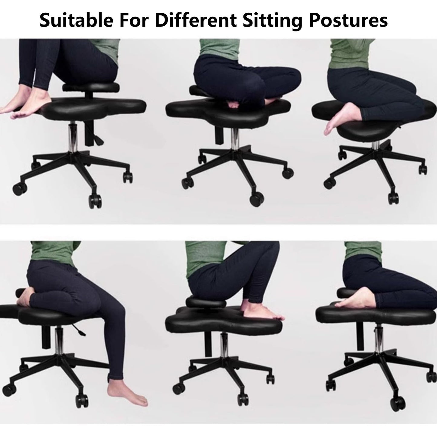 Cross Kneeling Meditation Chair,Ergonomic Cross Legged Chair Cross Legged Office Chair Adjustable Kneeling Chair with Brake Wheels and Cushion - Ergonomic Cross Legged Posture Chair for Desk