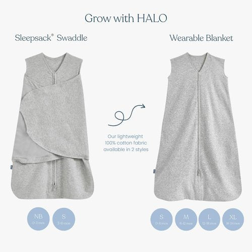 HALO 100% Cotton Sleepsack Swaddle - 3-Way Adjustable Wearable Blanket, TOG 1.5, Pink Floral, Small (3-6 Months)