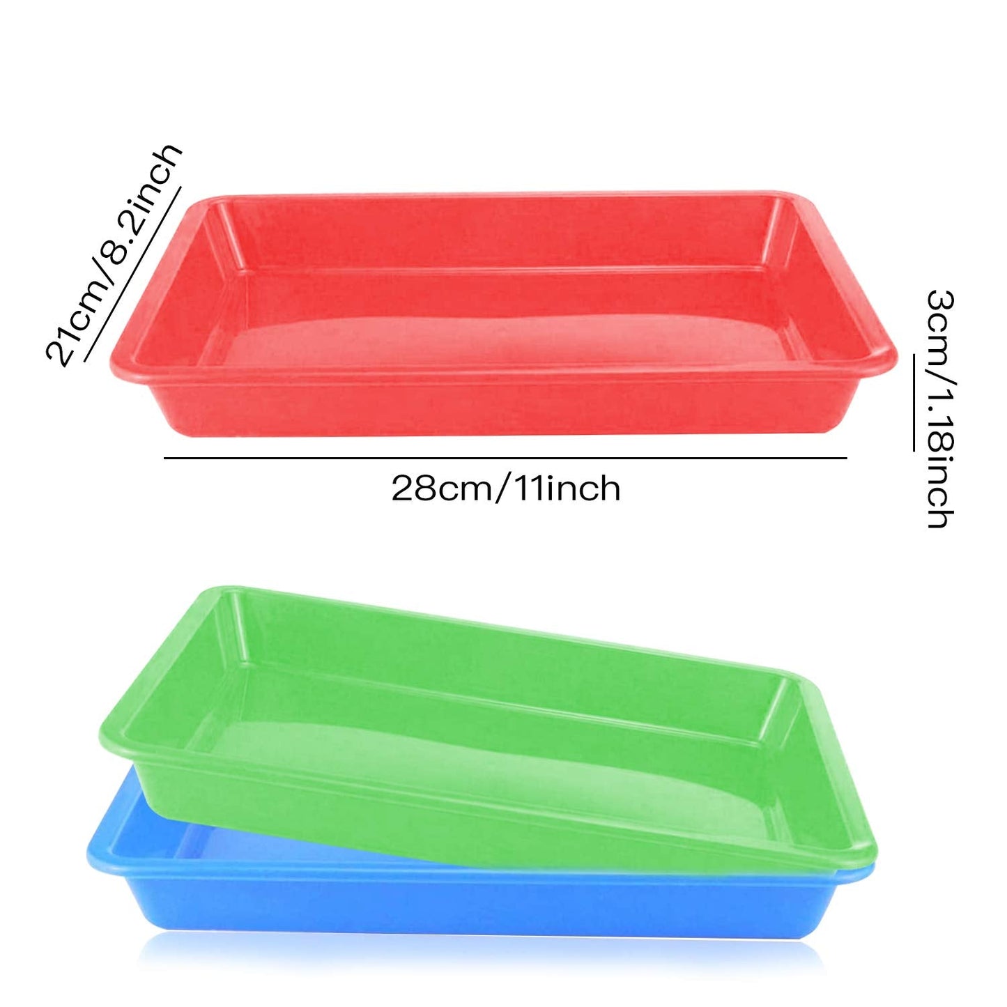 Plastic Art Trays - 5 Piece Stackable Activity & Craft Organizer, Serving & Jewelry Tray for DIY Projects, Painting, Beads (11 x 8.3 x 1.2 inch)