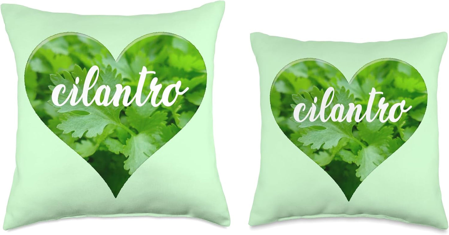 Cilantro Herb Love Heart Throw Pillow