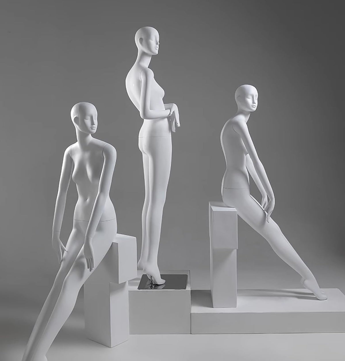 Matte White Tall Female Mannequin with Head, Detachable Torso Dress Form for Retail & Home Display - Ideal Clothing Display for Online Shops (Size: Style5)
