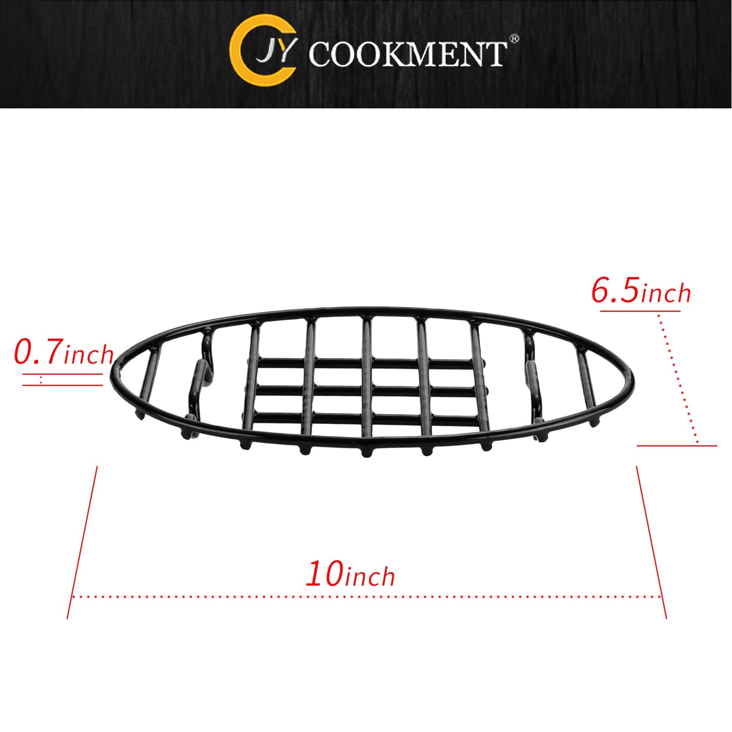 JY COOKMENT Cooling Roasting Rack with Integrated Feet, Enameled Coating, PTFE Free, Great for Cooking, Drying, Grilling, Dishwasher Safe (10inch*6.5inch)