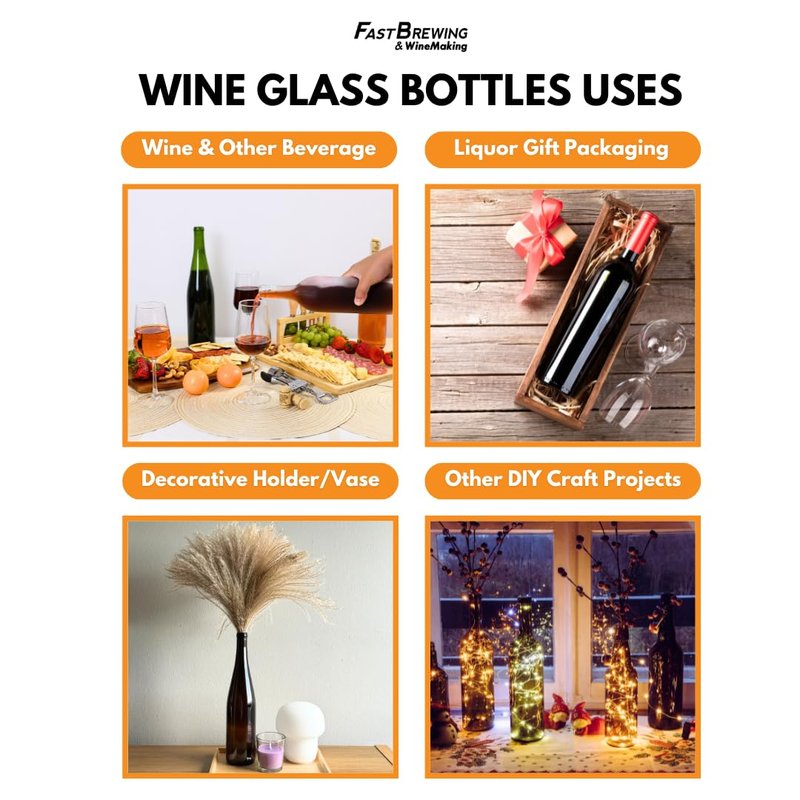 FastRack - 750ml Champagne Green Wine Bottles (Pack of 48) | W5 Bordeaux Empty Liquor Bottles for Drinks, 4 Cases of 12 - NO CORKS INCLUDED