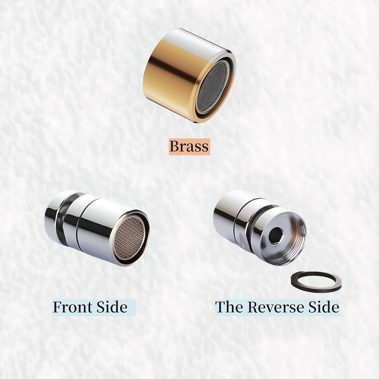 360° Swivel Kitchen & Bathroom Faucet Aerator, Solid Brass Aerator For Sink Faucet, Sink Sprayer Attachment,Fits 15/16'' Male & 55/64'' Female Thread(2 Sets)