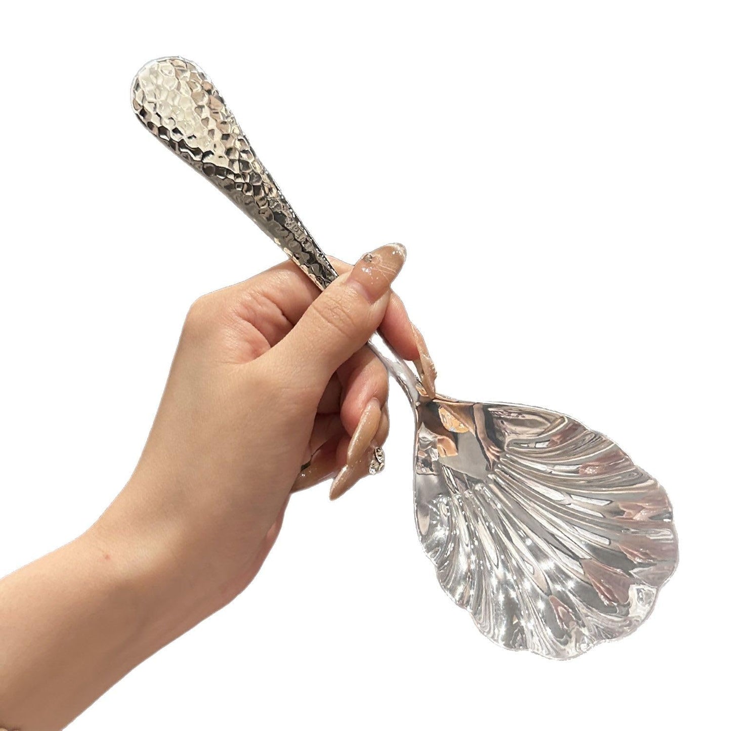 Pinenjoy 2Pcs Shell Shape Serving Spoons 18/10(304) Stainless Steel Vegetable Spoon 8.85inch Large Scalloped Soup Spoon for Home Party Restaurant Buffet