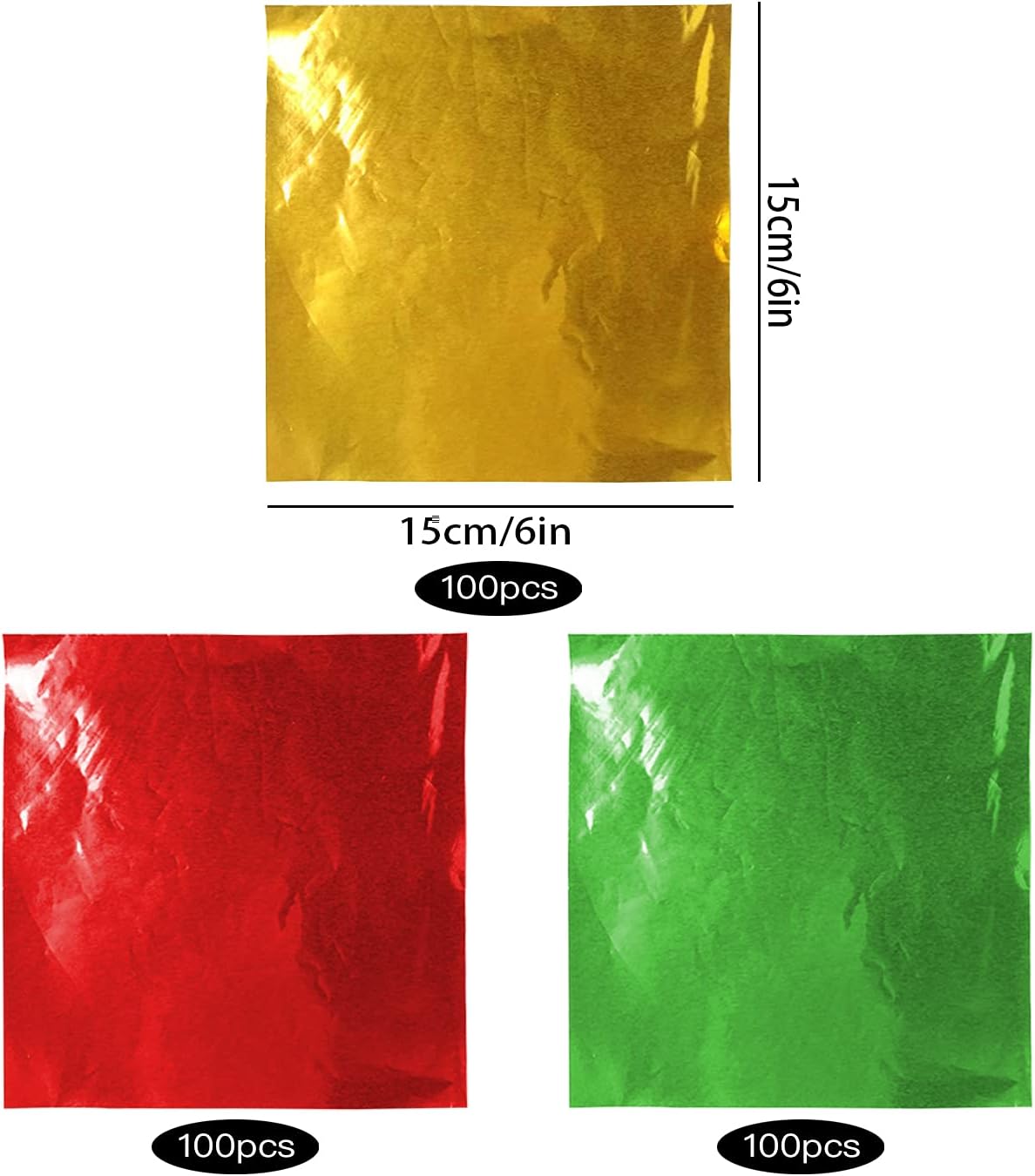 Lainrrew 300 Pcs Candy Wrappers, Square Candy Wrapping Paper Aluminum Foil Packaging for Homemade Caramel Candies