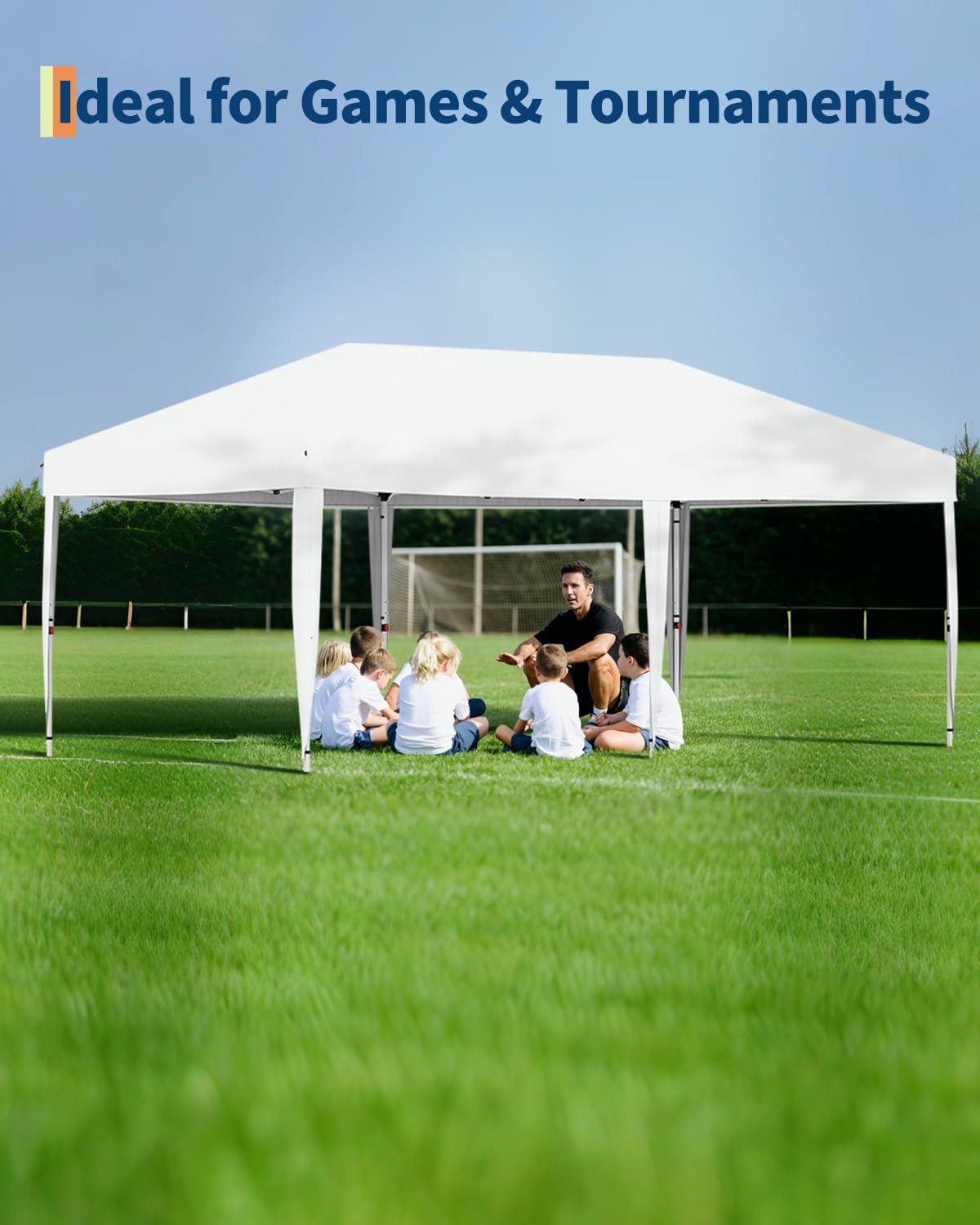 Garvee 10x20 Pop Up Canopy with 6 Sidewalls, Beach Ten with One Push Setup, Reinforced Frame, Outdoor Easy Up Canopy Tent with Portable Roller Bag, Adjustable Height, Sandbags, Silver Coated, White