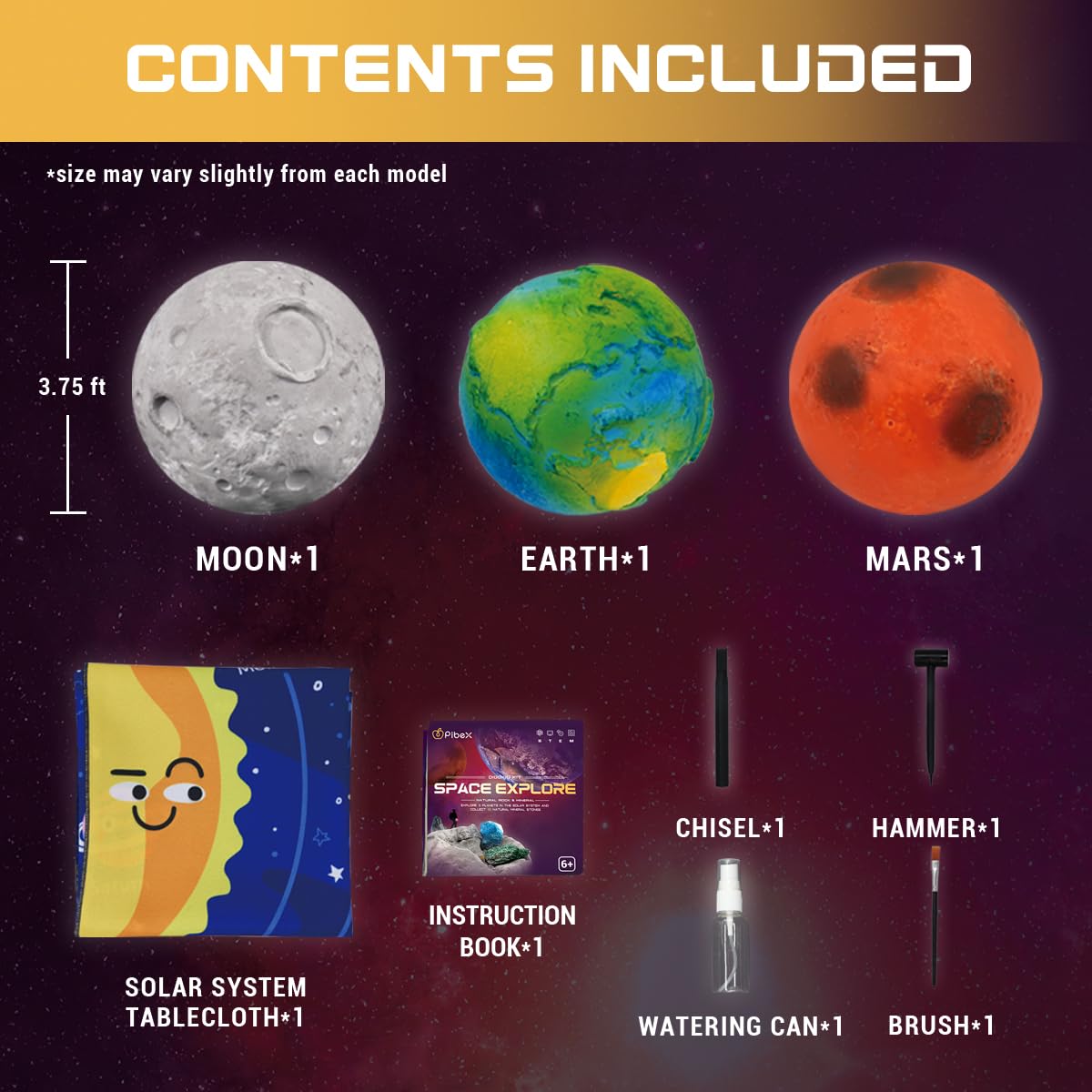 PIBEX Gemstone Dig Kit, Dig up 15 Rocks & Minerals from Earth Moon Mars, Solar System Planets Geology Science Set, Space Rock Mining Toys for Kids, STEM Gift for Boys & Girls Age 6-8-12