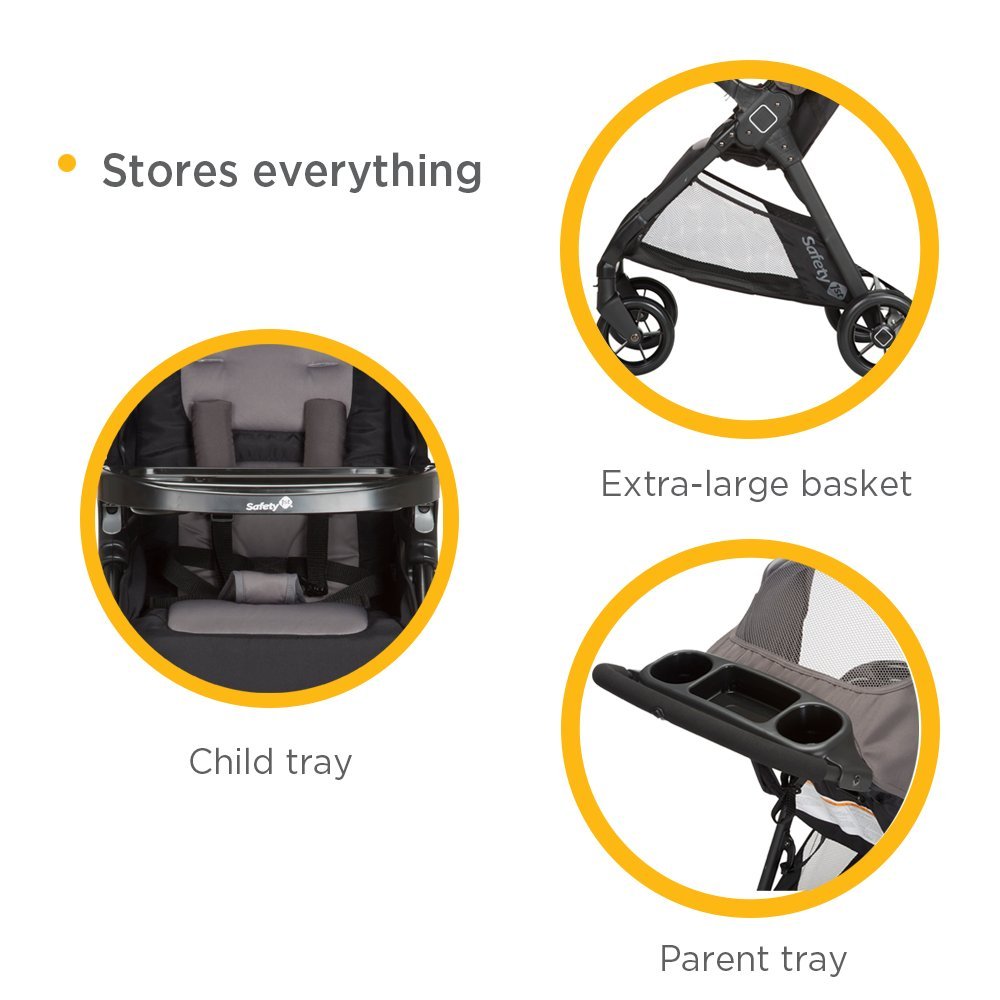 Safety 1st Smooth Ride Travel System Stroller and OnBoard FLX Infant Car Seat, Newborn to Toddler Baby Combo, Easy-Install, Large Canopy, Ample Storage, Foldable, Rear-Facing 4-30 lbs, Black Cherry