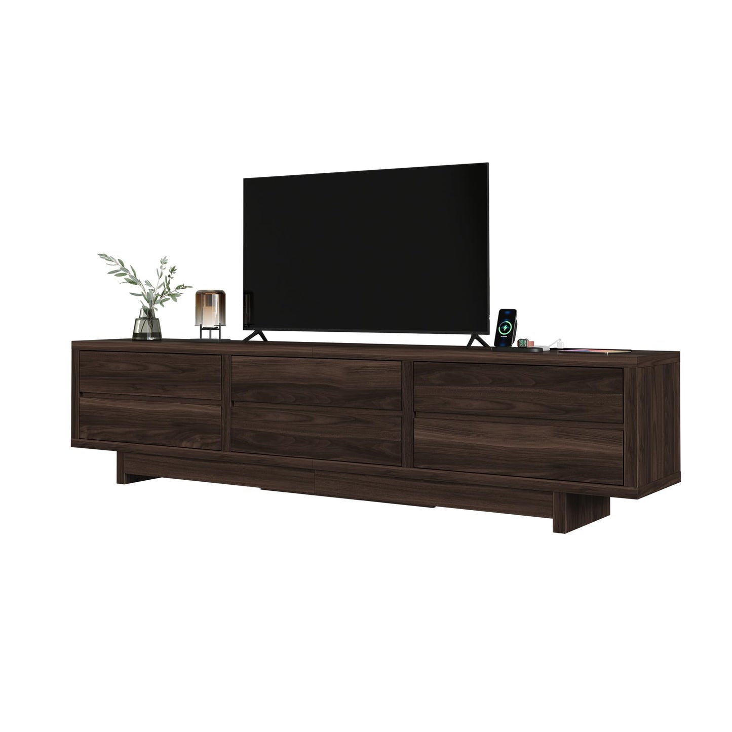 Homiflex 78" TV Stand for TVs Up to 90", Entertainment Center with Storage, Modern TV Stand with Drawers & Power Outlets, Wooden Media Console Table for Living Room Bedroom, Walnut