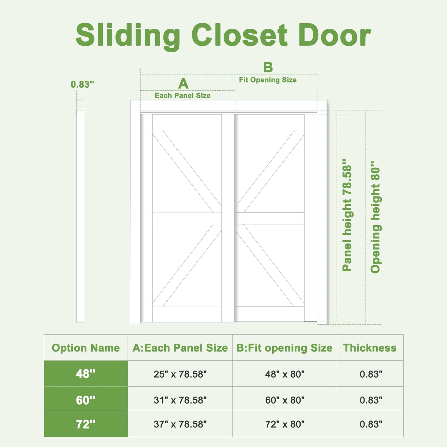 CRUTOP 60" x 80'' Paintable Sliding Closet Door, One Side Mirror, Primed Water-Resistant Frame, Build Quality & Easy to Install (Double 31'' Pre-Assembled Panels with Hardware Kit)