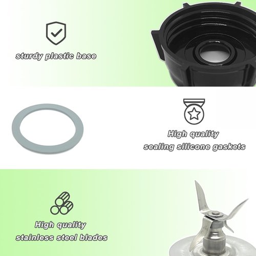 for Oster Blender Replacement Parts Blender Ice Crusher Blade with Jar Base Cap and Four Rubber O Ring Sealing Ring Gasket, Compatible with Oster Osterizer Blenders Accessories