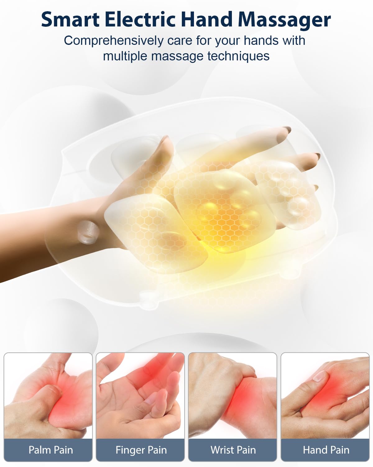CINCOM Hand Massager - Cordless Hand Massager with Heat and Compression for Arthritis and Carpal Tunnel, Gifts for Women(White)