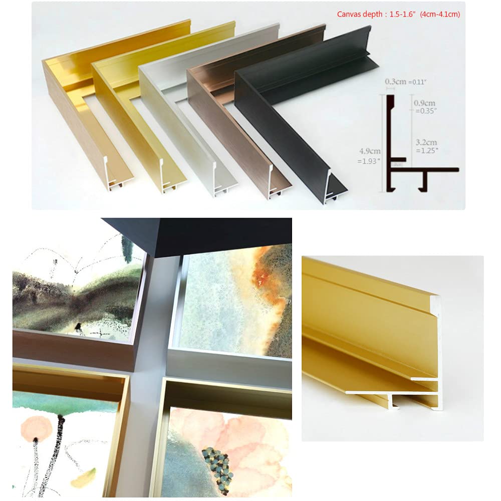GVS-ART DIY Metal Floating Frame for 48X60“ Canvas Painting Art,1 1/2"(3.8cm) Depth, Floater Frame,Mental Frame Kit, Cut to Pieces,Not Include Canvas or Mat Matte Black Frame