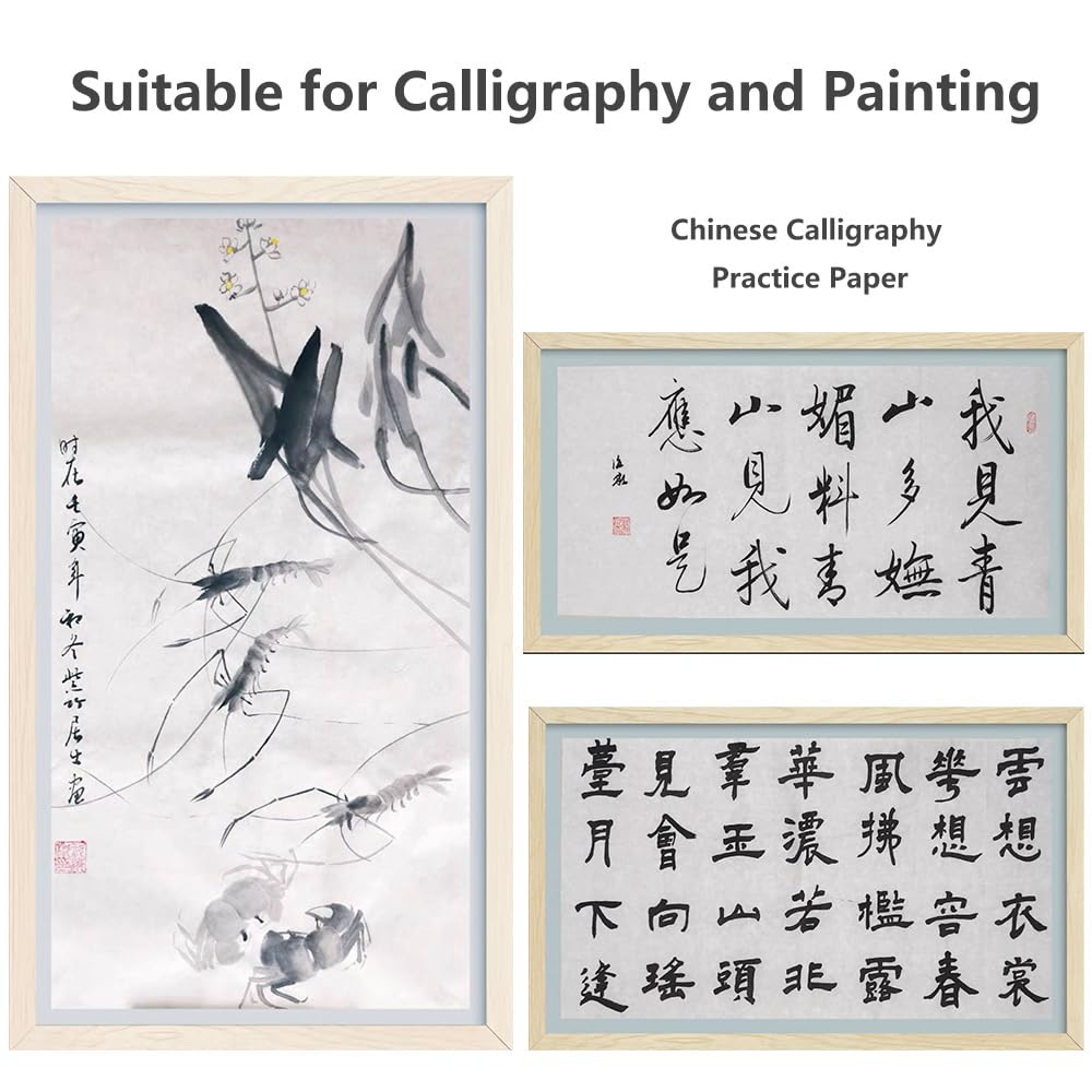Xuan Paper Half Raw, 13.4" x 27.2" - 100 Sheets, Chinese Japanese Calligraphy Practice, Writing Drawing Rice Paper,Premium Japanese Sumi Paper