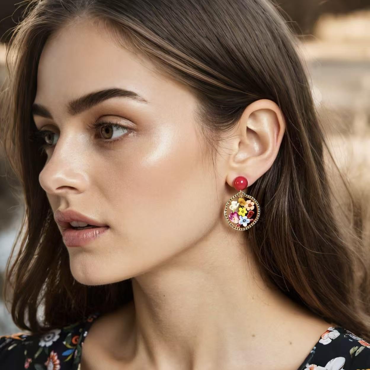 Handmade Real Pressed Flower Earrings for Women, Dainty Hypoallergenic Sterling Silver Floral Dangle Earrings, Unique Resin Botanical Jewelry Gift for Ladies, Parties, Easter, Christmas & Birthday