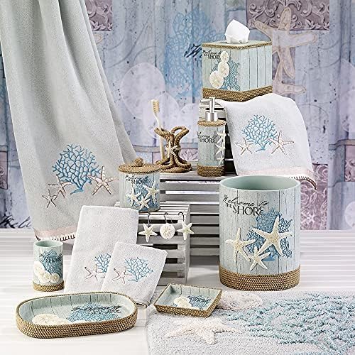 Avanti Linens Beachcomber Collection Tissue Box Cover, Guest Bathroom Essentials, Beach Inspired Home Decor
