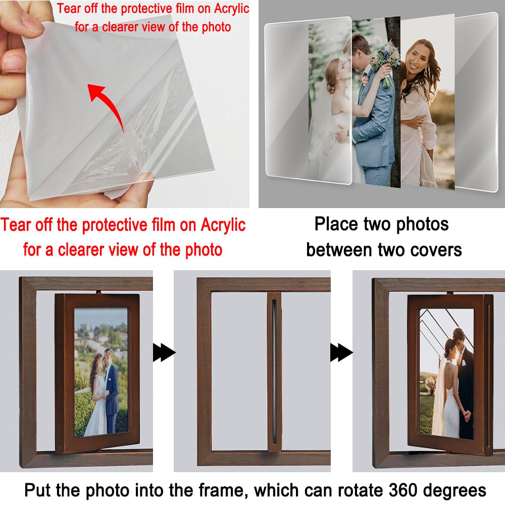 IIILUYOT 50th Anniversary Wedding Picture Frame Gifts for Couple Parents, Rotating Floating Valentine Mother Day Frame Gifts for Husband Wife, Happy 50th Anniversary Marriage Frame Decoration 4x6
