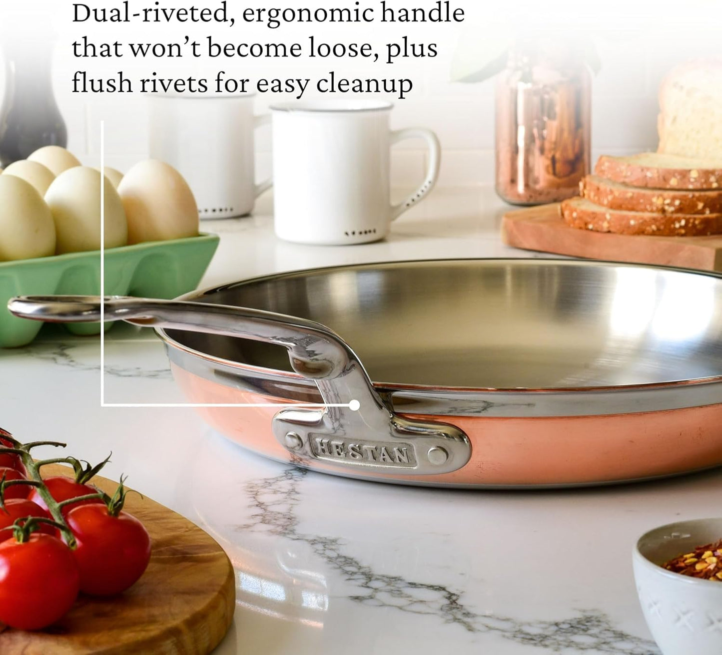 Hestan - CopperBond Collection - 100% Pure Copper Frying Pan, Induction Cooktop Compatible, 12.5-Inch