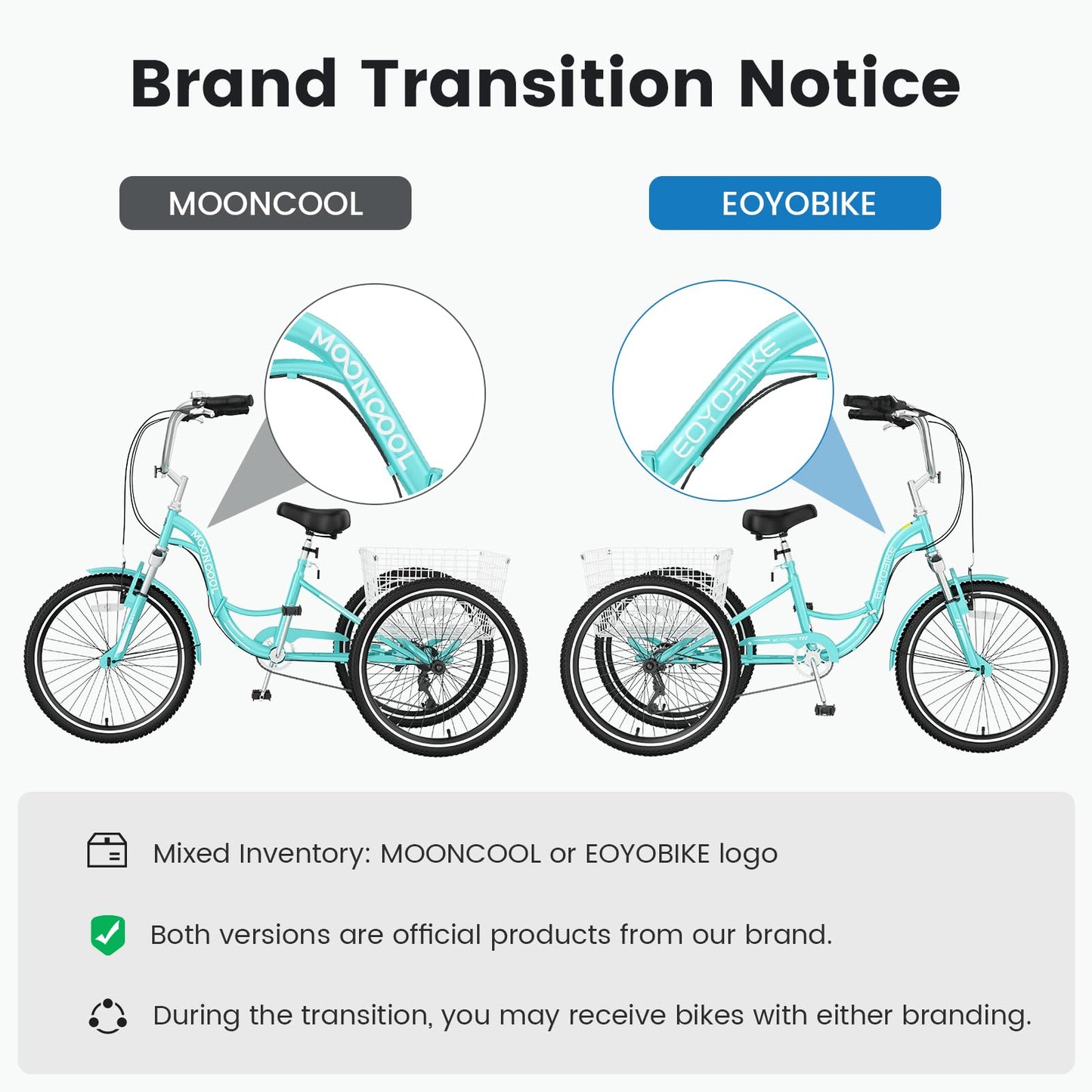 EOYOBIKE Adult Folding Tricycle, 7-Speed 3-Wheel Cruiser Bike with Low Step-Through Frame, Large Rear Basket, Adjustable Seat, 20/24/26 Inch Options