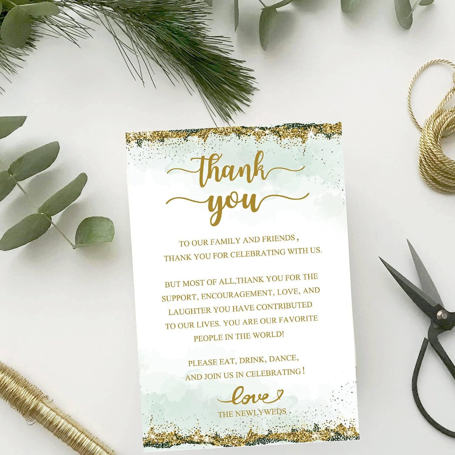 TENTADO 50 Wedding Thank You Place Cards, Thank You Table Sign for Wedding Reception, 4X6 inch