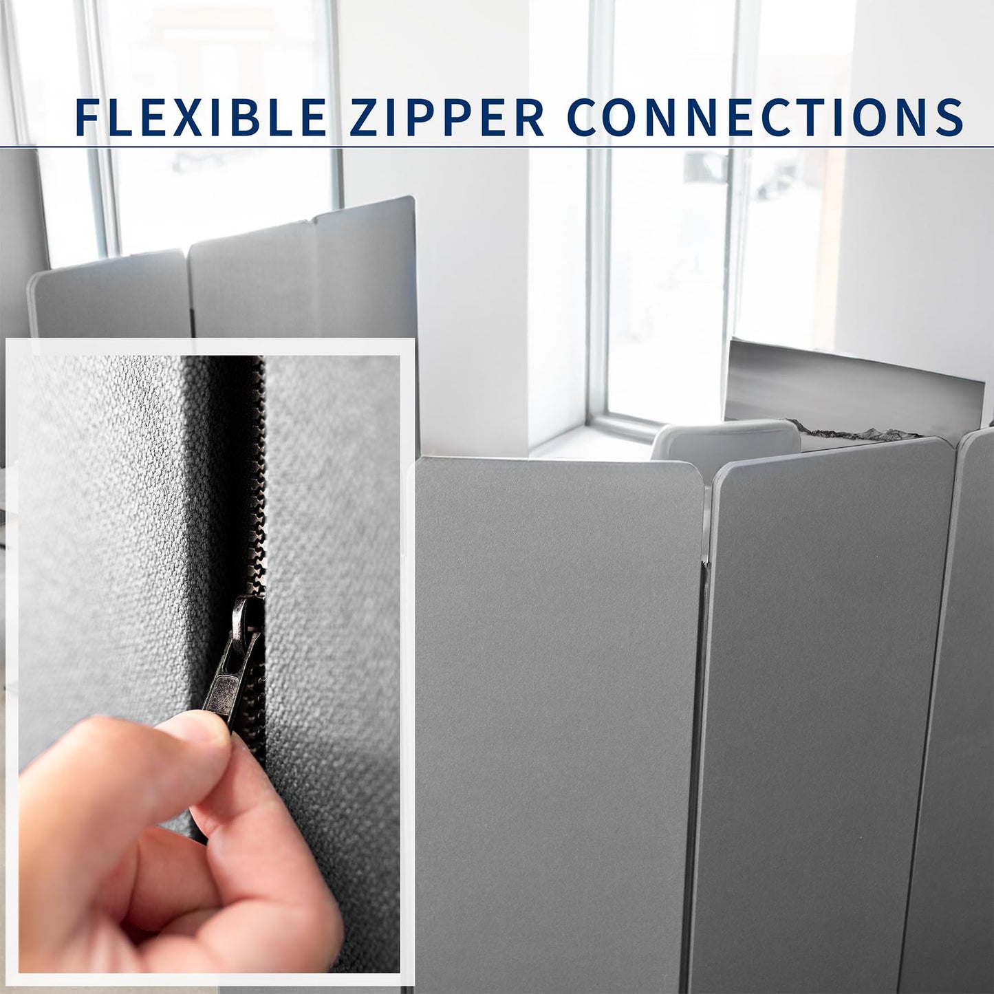 VIVO Freestanding 72 x 66 inch Privacy Panel, Cubicle Divider, Acoustic Wall Partition, x3 24 inch Panels, Gray, PP-3-T072G