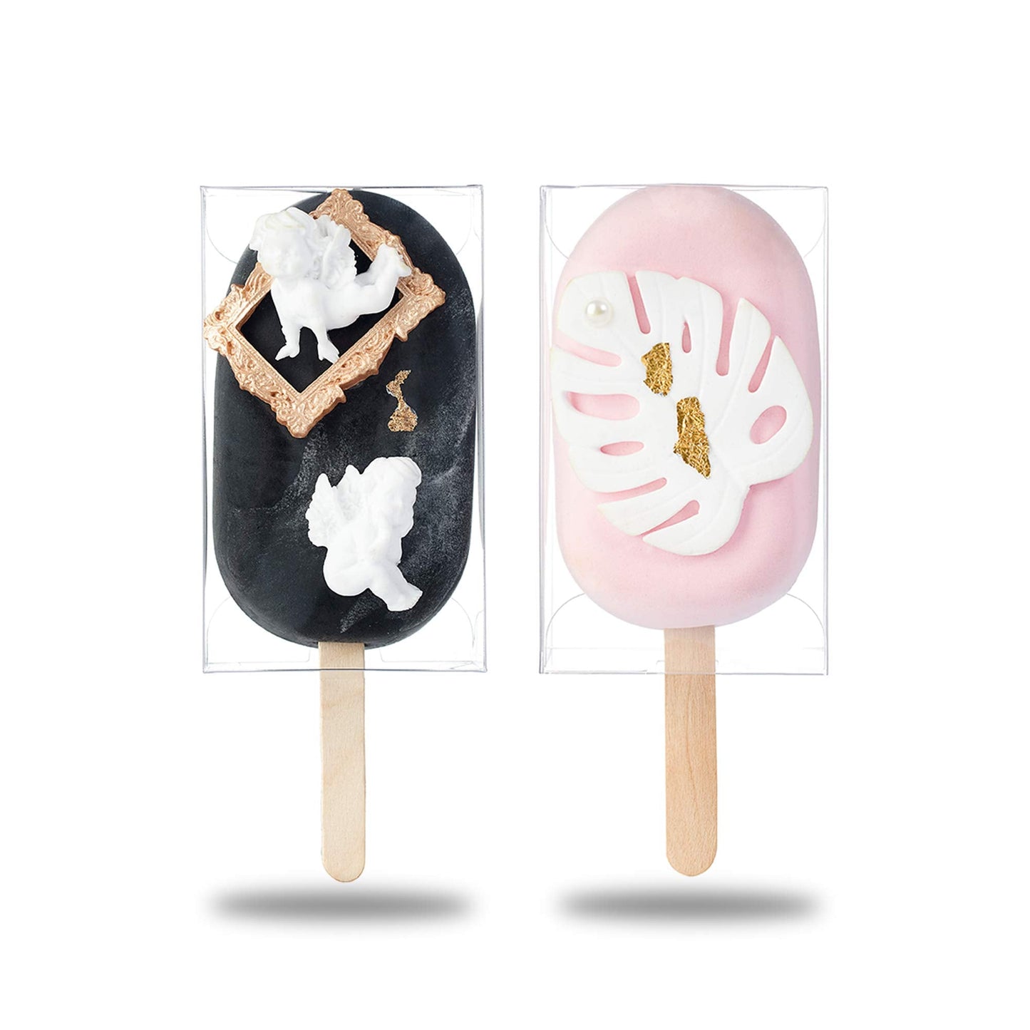 JCXGRVC 100PCS 3.7 x 2.2 x 1.5 inches Cakesicle Boxes, Rice Krispies Treat Boxes, Popsicle Boxes, Clear Ice Cream Shaped Favor Gift Boxes for Birthday Party Anniversary Favors
