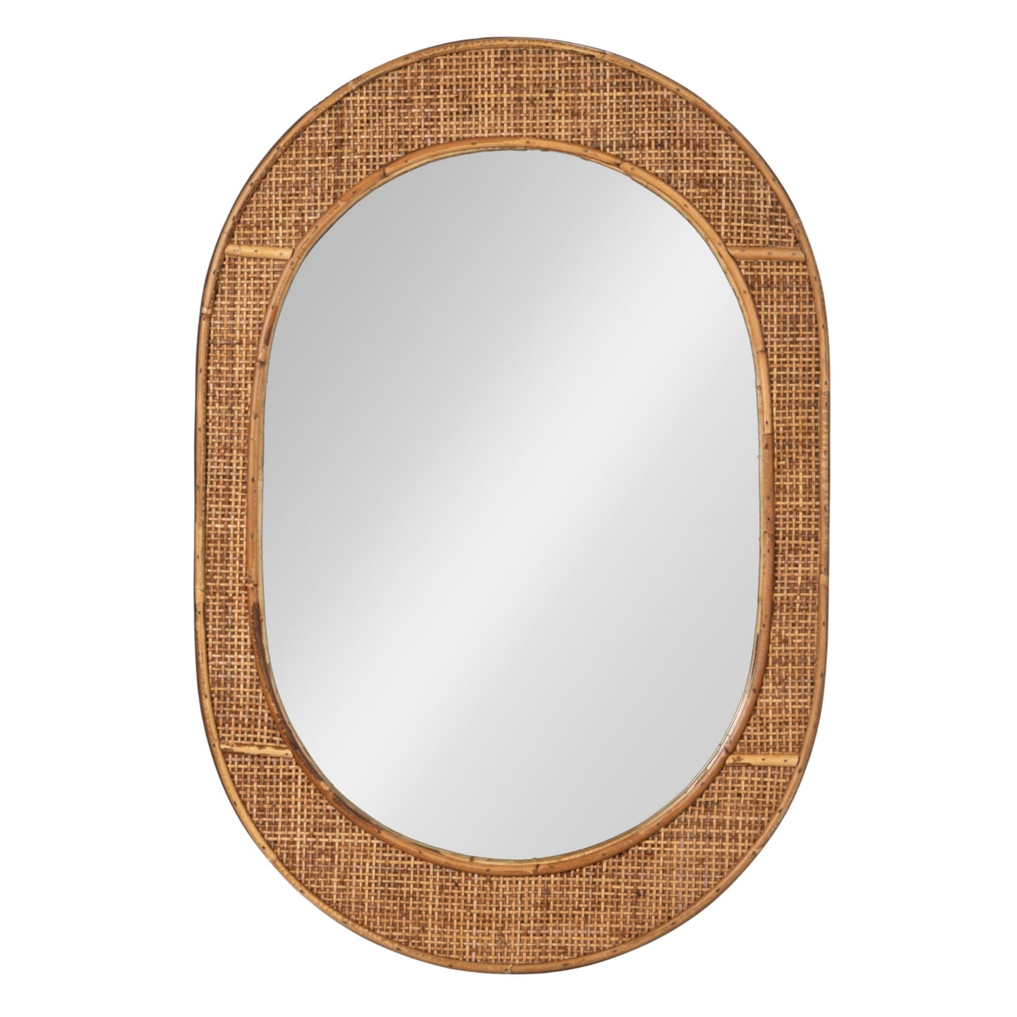 Creative Co-Op Oval Bamboo and Rattan Framed Wall Mirror, Natural