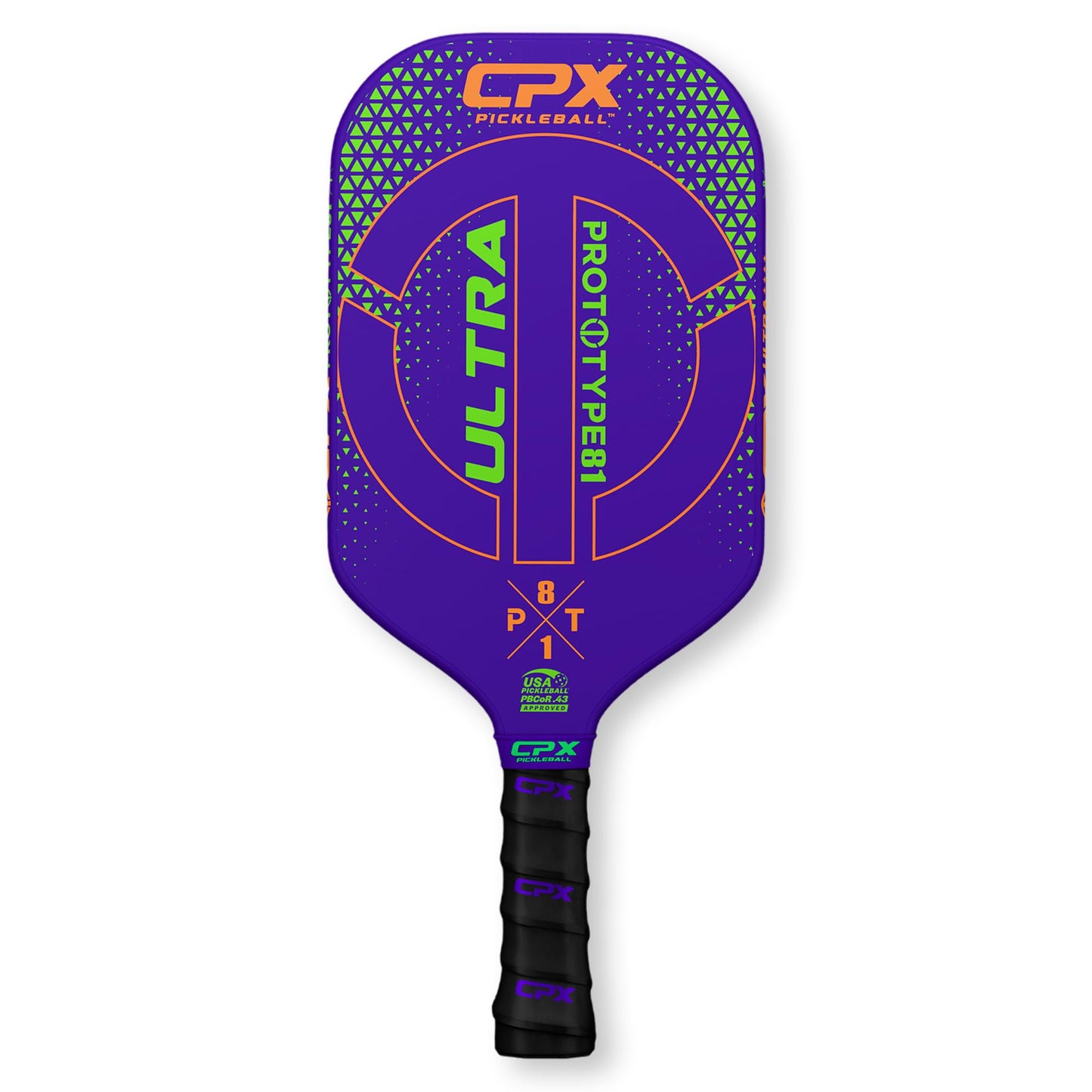 CPX Ultra Series Fiber-Reinforced Friction Surface Pickleball Paddle - 16mm Polypropylene Honeycomb Core, Lightweight for Speed