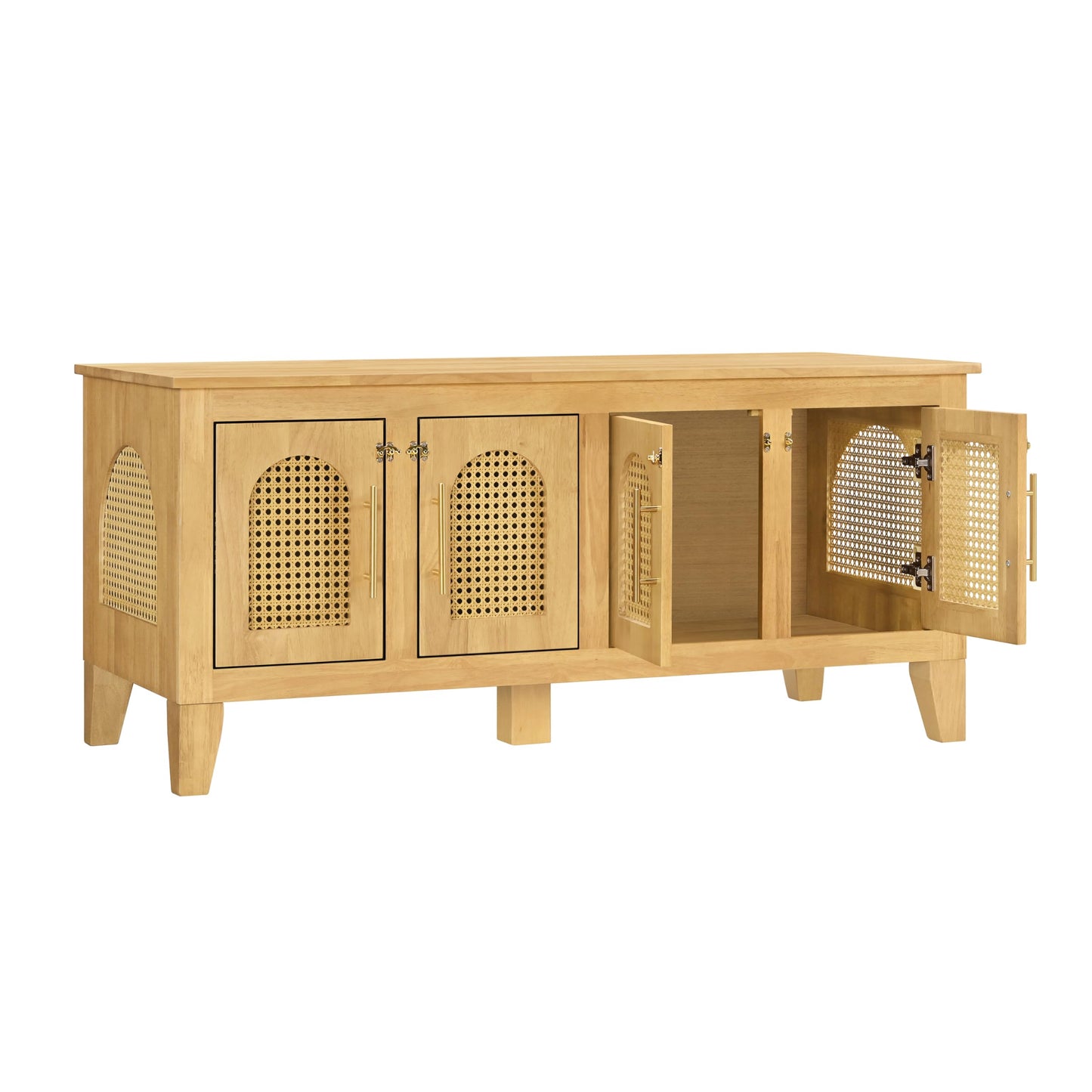 Christopher Knight Home Concun Large Dog Crate Furniture with Breathable Rattan Doors, Rubber Wood Kennel Indoor, Heavy Duty Dog Crate, Multifunctional 2-in-1 Living Room Storage Cabinet, Natural