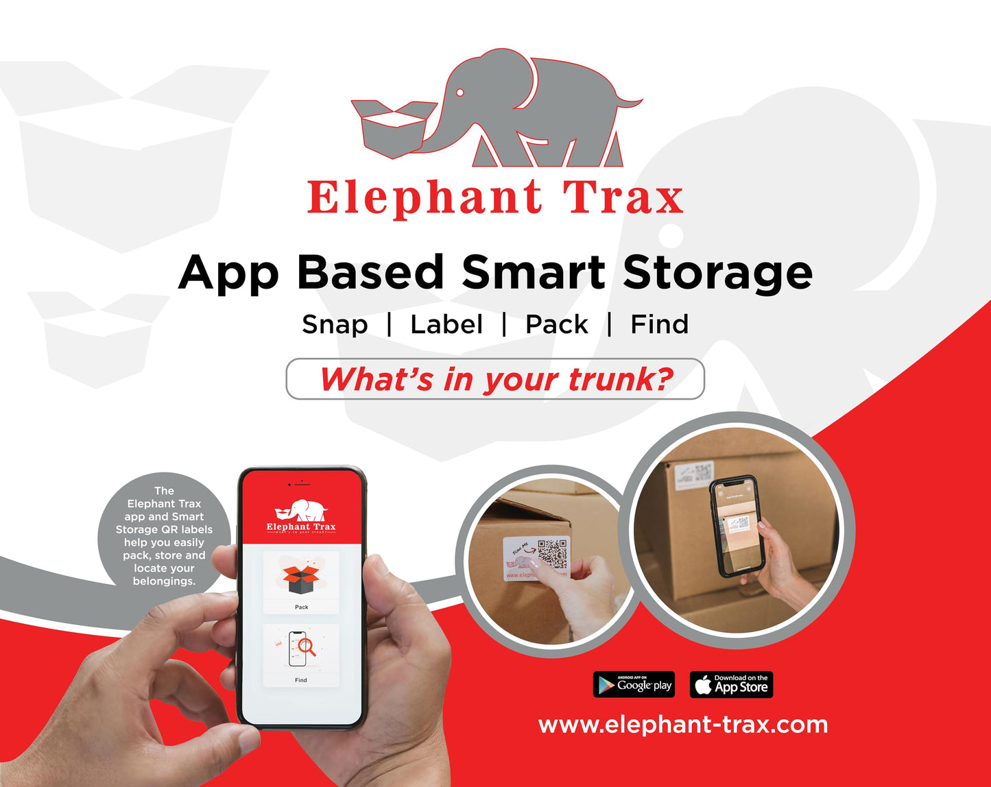 Elephant Trax QR Code Labels for Storage Bins – 40 Smart QR Code Stickers, Scannable QR Labels for Tote Bins, Moving Box Labels, Home Organization, Packing Supplies & Inventory Tracking