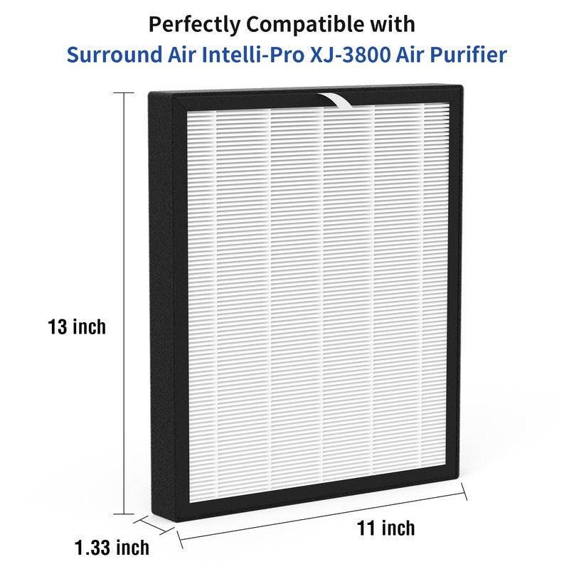 2 Pack XJ-3800 Replacement Filter Compatible with Surround Air Intelli-Pro/Air Shield/Newport 9000/XJ-3800 Series Purifier