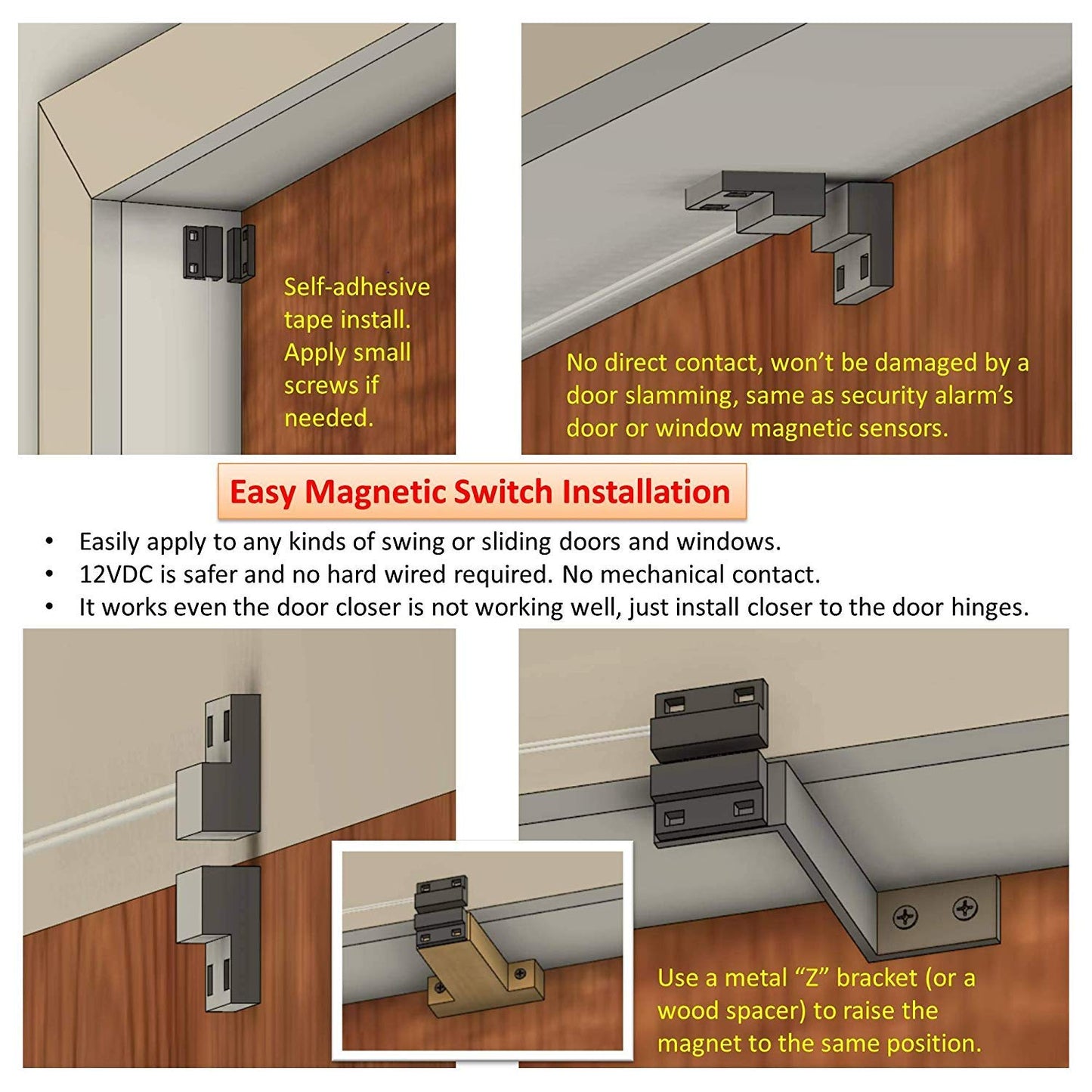 Awoco 24" Black Super Power 2 Speeds 800 CFM Commercial Indoor Air Curtain, CE Certified, 120V Unheated with an Easy-Install Magnetic Door Switch