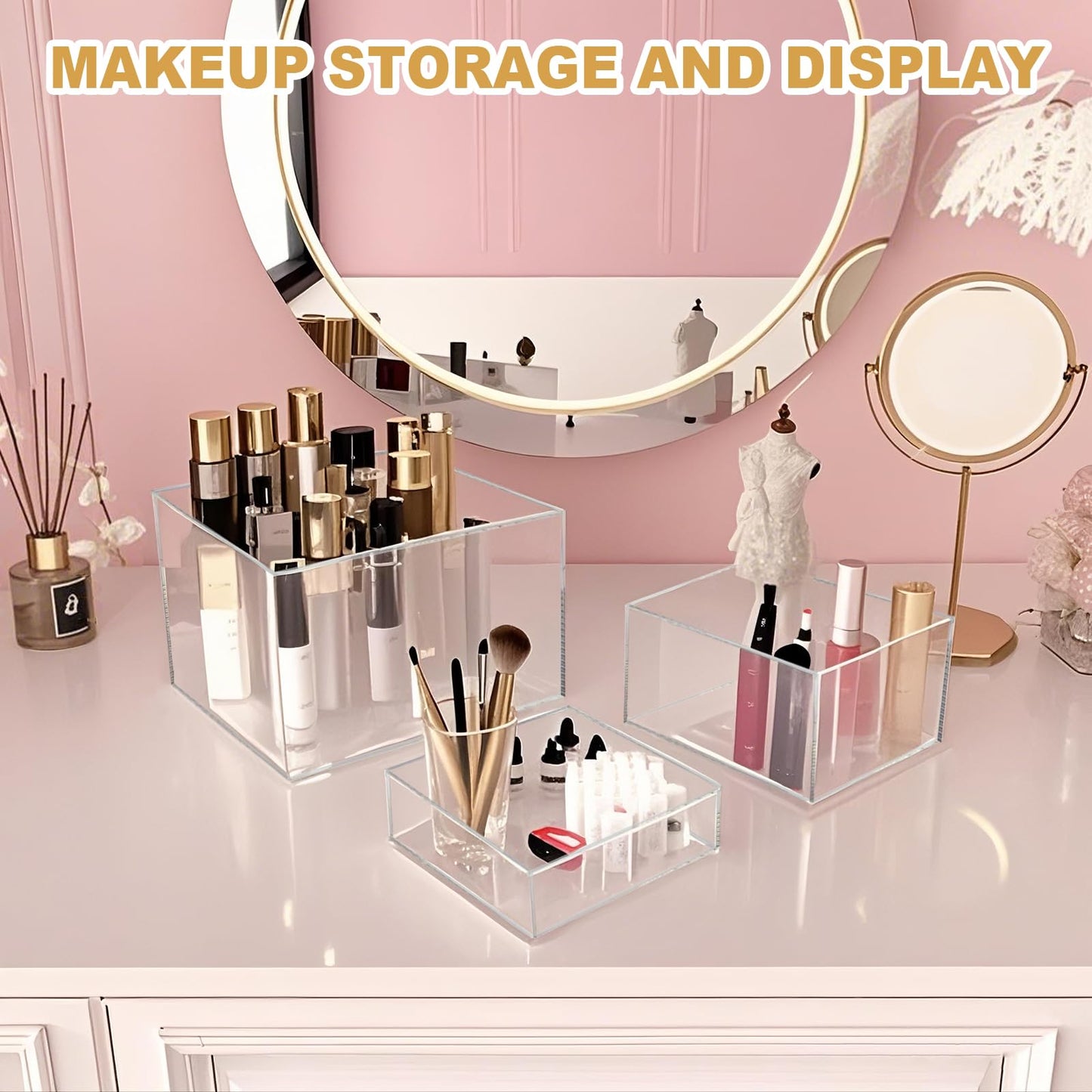 Cliselda 6Pcs Clear Acrylic Boxes for Display, Food Risers for Buffet Table Party Cupcake Candy Desset,Acrylic Nesting Risers Display Stands Cube Boxes with Hollow Bottoms