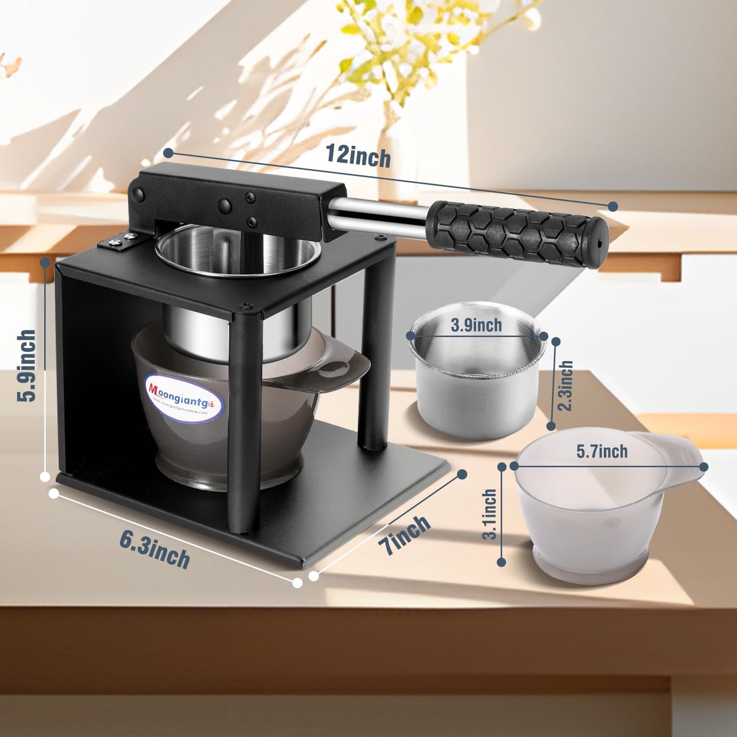 Moongiantgo Potato Ricer Masher with 2 Interchangeable Discs Hand Food Press for Mashed Potatoes, Avocados Puree or Fruit Juicer Squeezer for Citrus Pomegranate Lemon Orange Lime