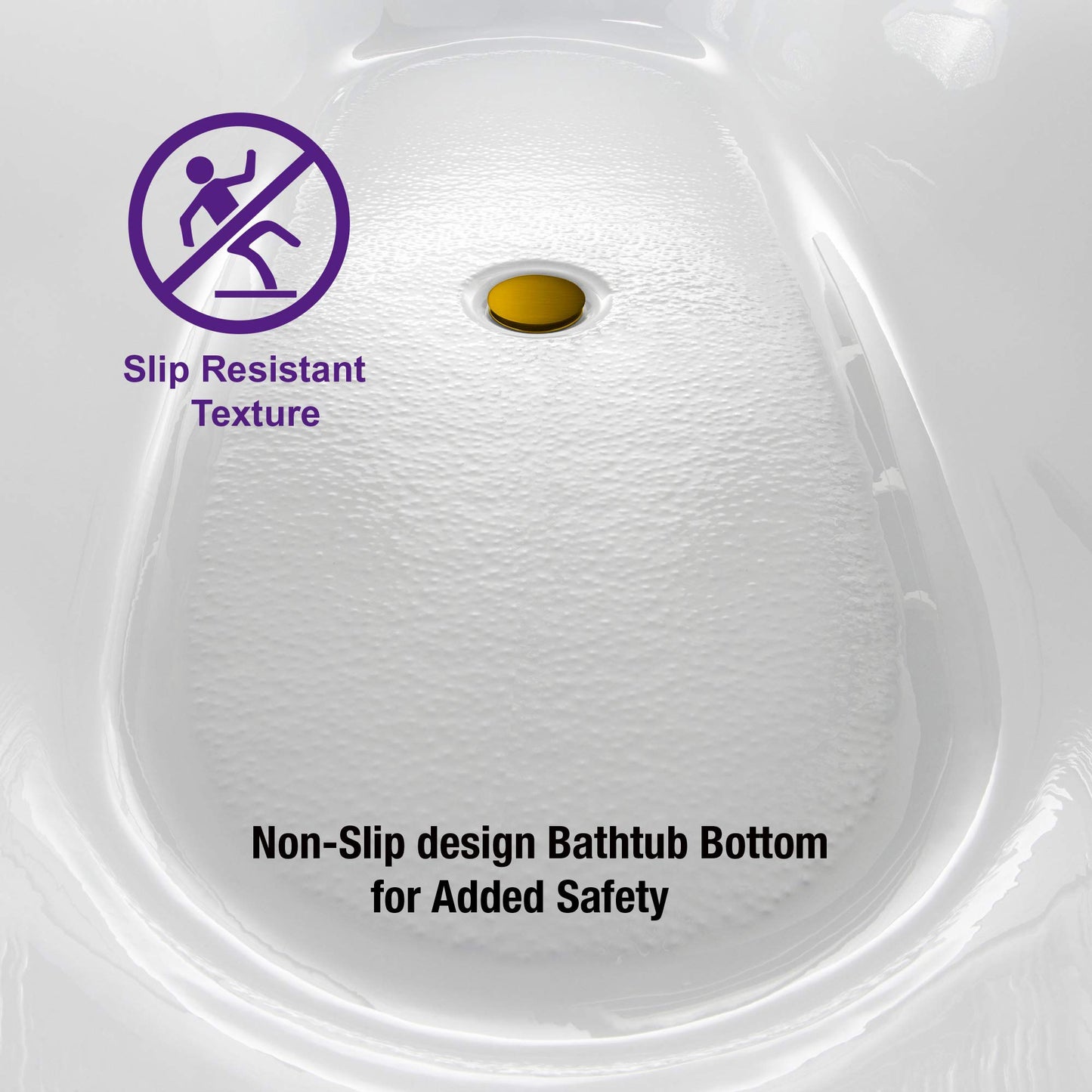 WOODBRIDGE 67" Acrylic Freestanding Bathtub Contemporary Soaking White Tub with Brushed Gold Overflow and Drain,BTA1515-BG-Drain&O