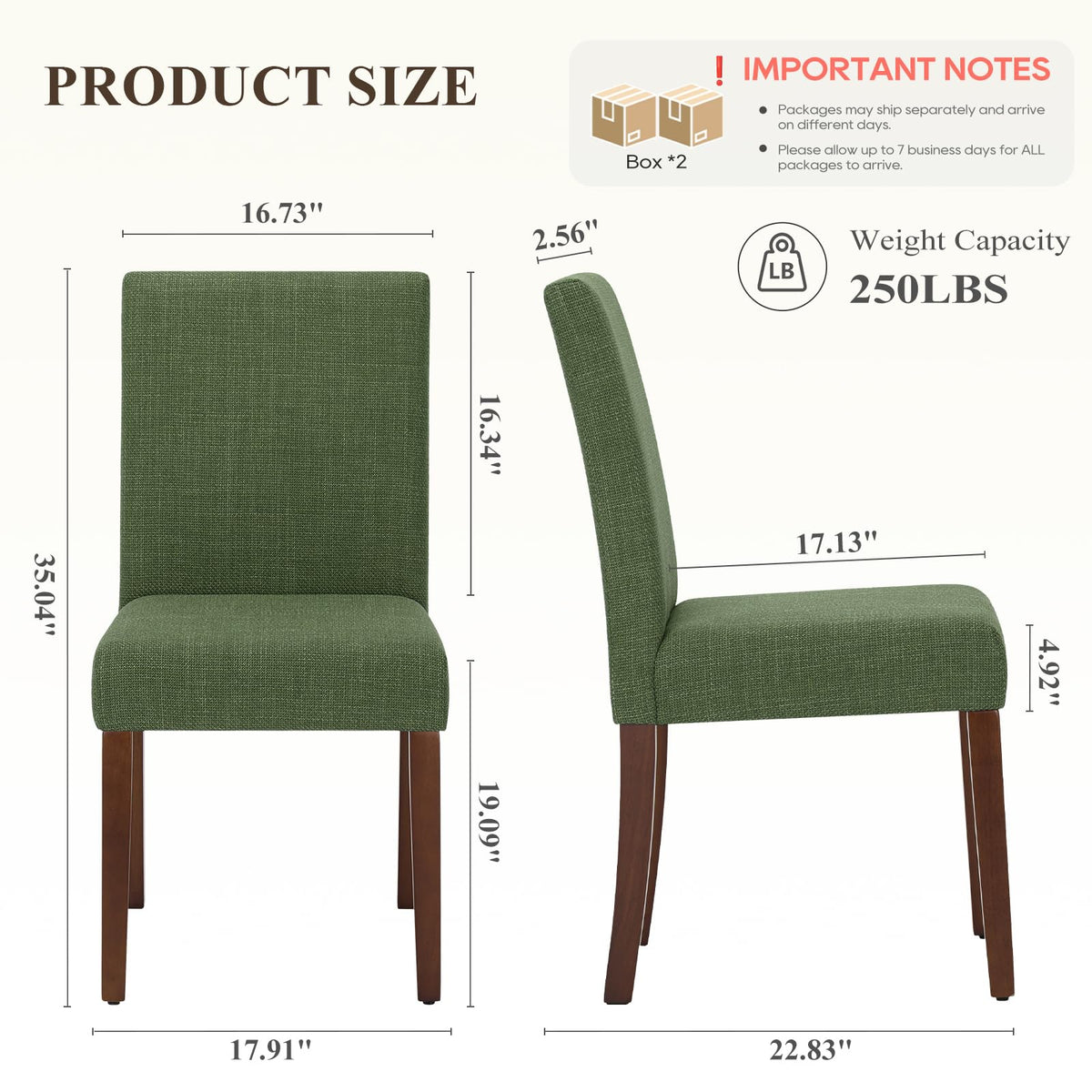 Upholstered Parsons Dining Chairs Set of 4, Modern Dining Room Chairs with Back, Fabric Kitchen Side Chairs with Wood Legs for Dinner Farmhouse Restaurant, Green