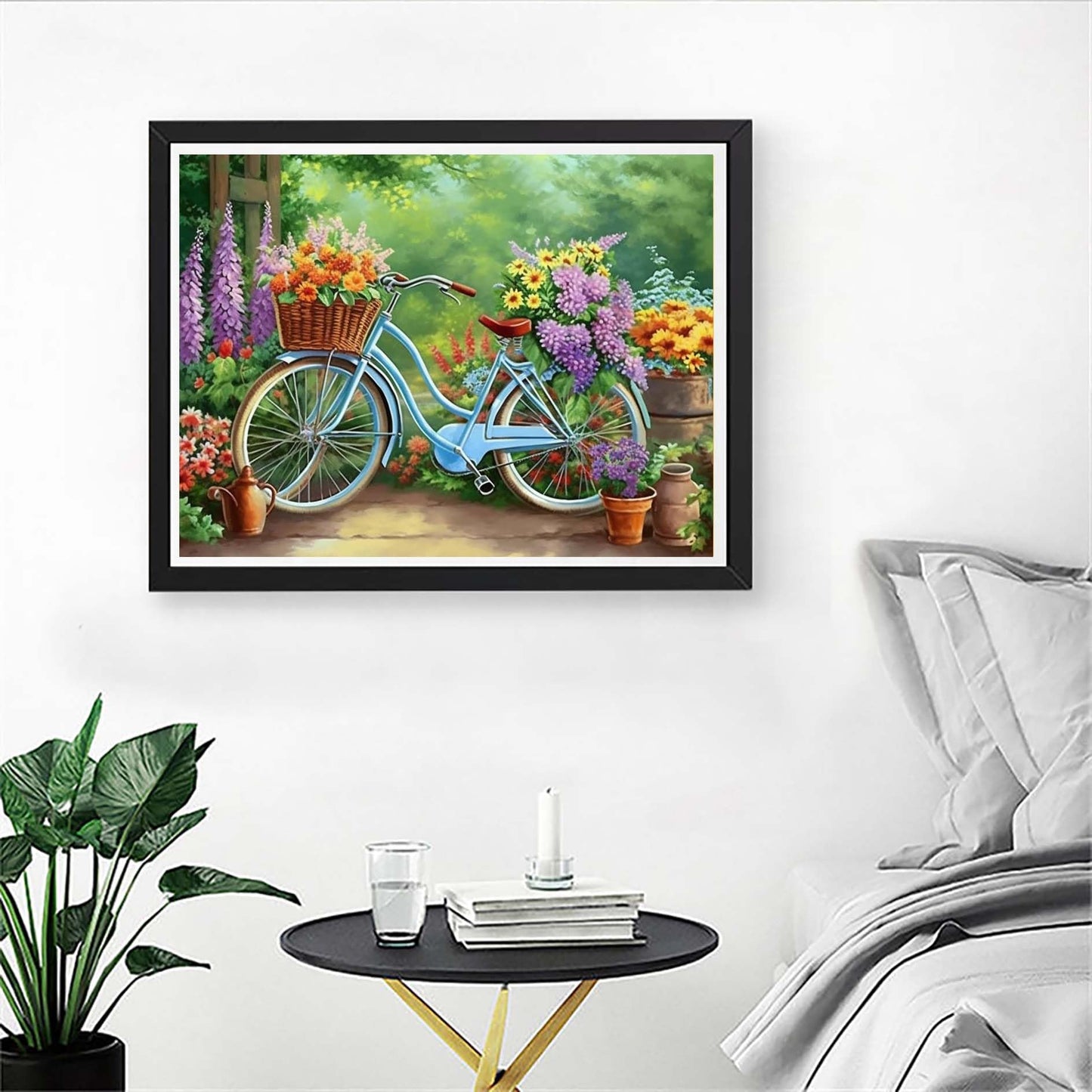 Diymood 5D Diamond Painting Garden Flower, Paint with Diamond Art Kits for Adults Cycling, by Numbers Kits Full Drill Rhinestone for Home Wall Decor 40x50