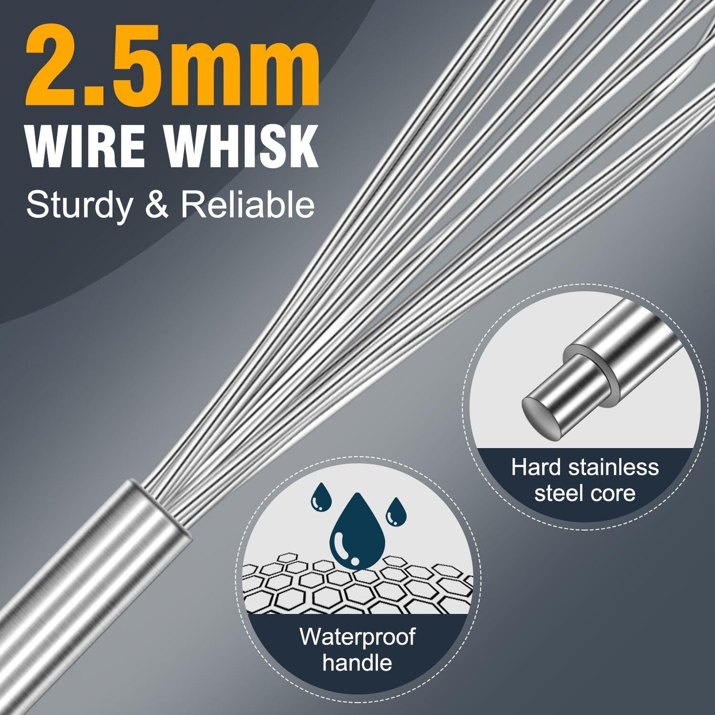 Eddeas 17in Large Whisk,Heavy Duty whisk, Stainless Steel whisk Suitable for Mixing Thick batter, Dry Ingredients and Seasonings.Accessories for professional commercial kitchens.