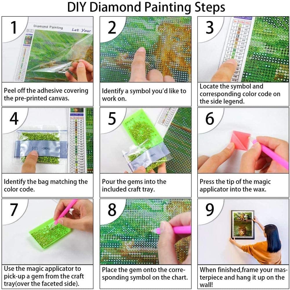 WHYCJXWL Diamond Art Full Drill Round Rhinestone, Diamond Art for Adults and Kids, DIY 5D Diamond Art Kits for Home Wall Decor (12X16 in)