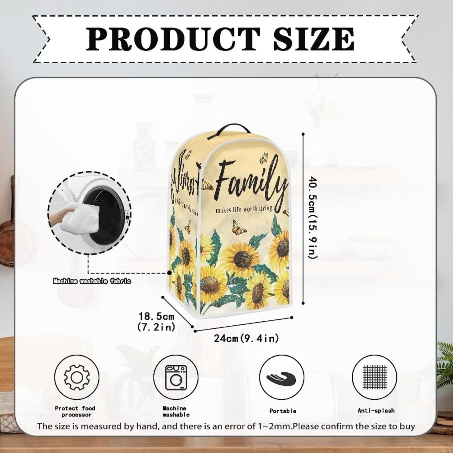 DISNIMO Sunflower Letter Blender Dust Cover - Kitchen Appliance Cover for Stand Mixer or Coffee Machine