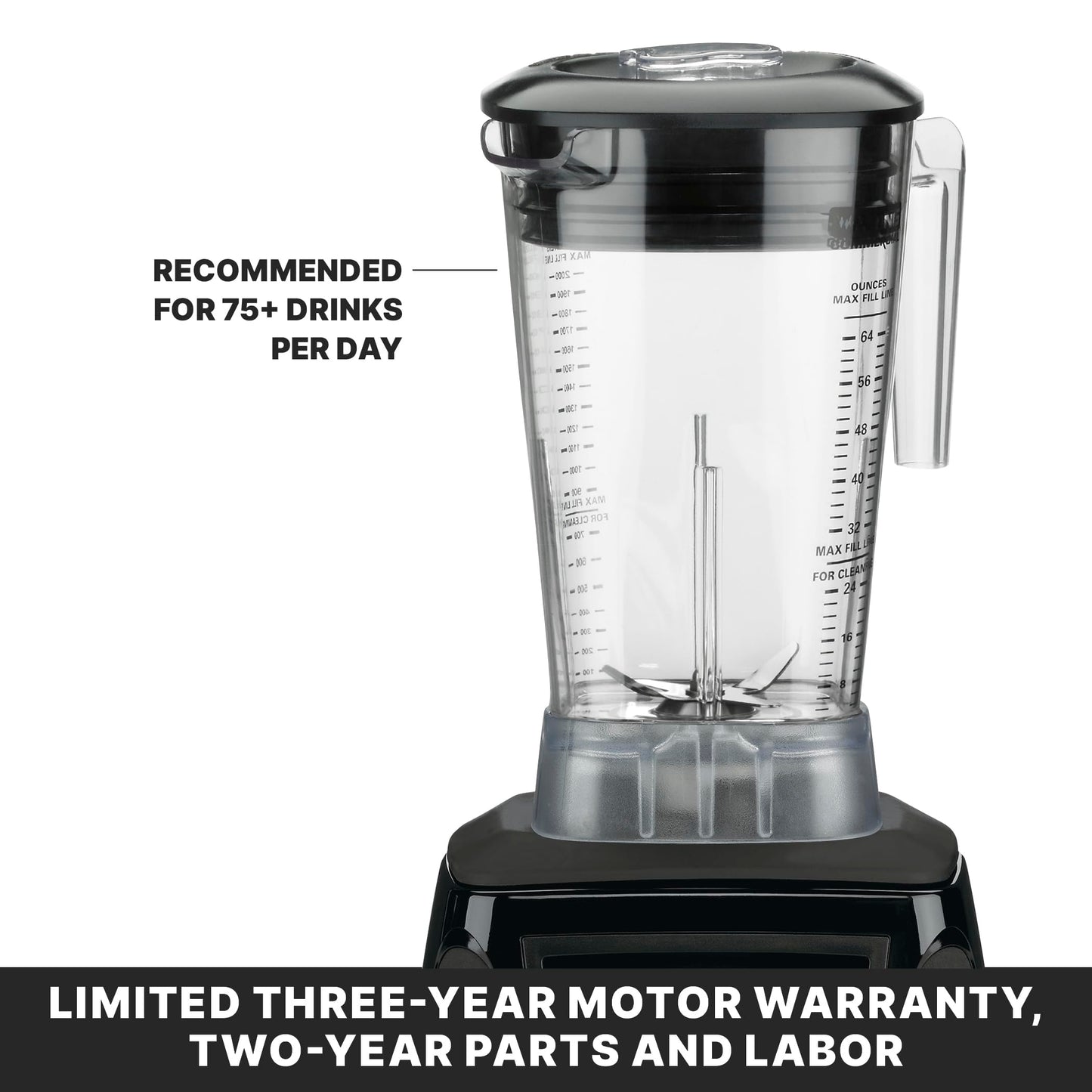 Waring Commercial MX1050XTX 3.5 HP Blender with Electronic Keypad Controls, Pulse Feature and a 64 oz. BPA Free Copolyester Container, 120V, 5-15 Phase Plug