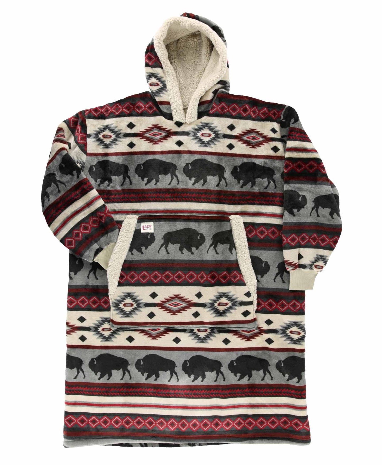 LazyOne Oversized Blanket Hoodie, Comfortable Sleepwear, Oversized Hoodies for Women and Men, One Size Fits All Wearable Blankets (Buffalo)