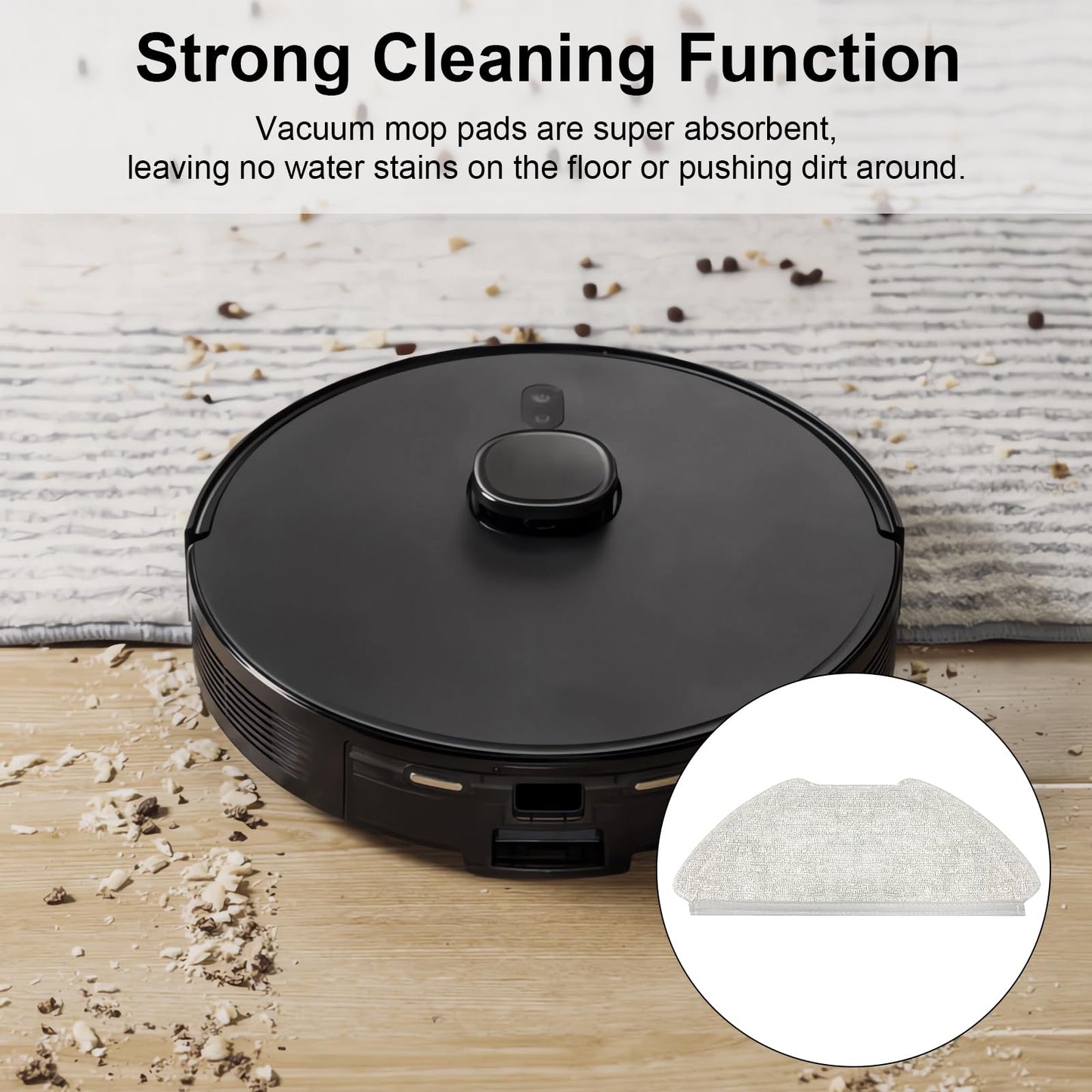 Fixbetter 6 PCS Mop Cloth Pads for AIRROBO T20 Robot Vacuum Cleaner Accessories, Vacuum Cleaner Robot Vacuum Cleaner Replacement Parts